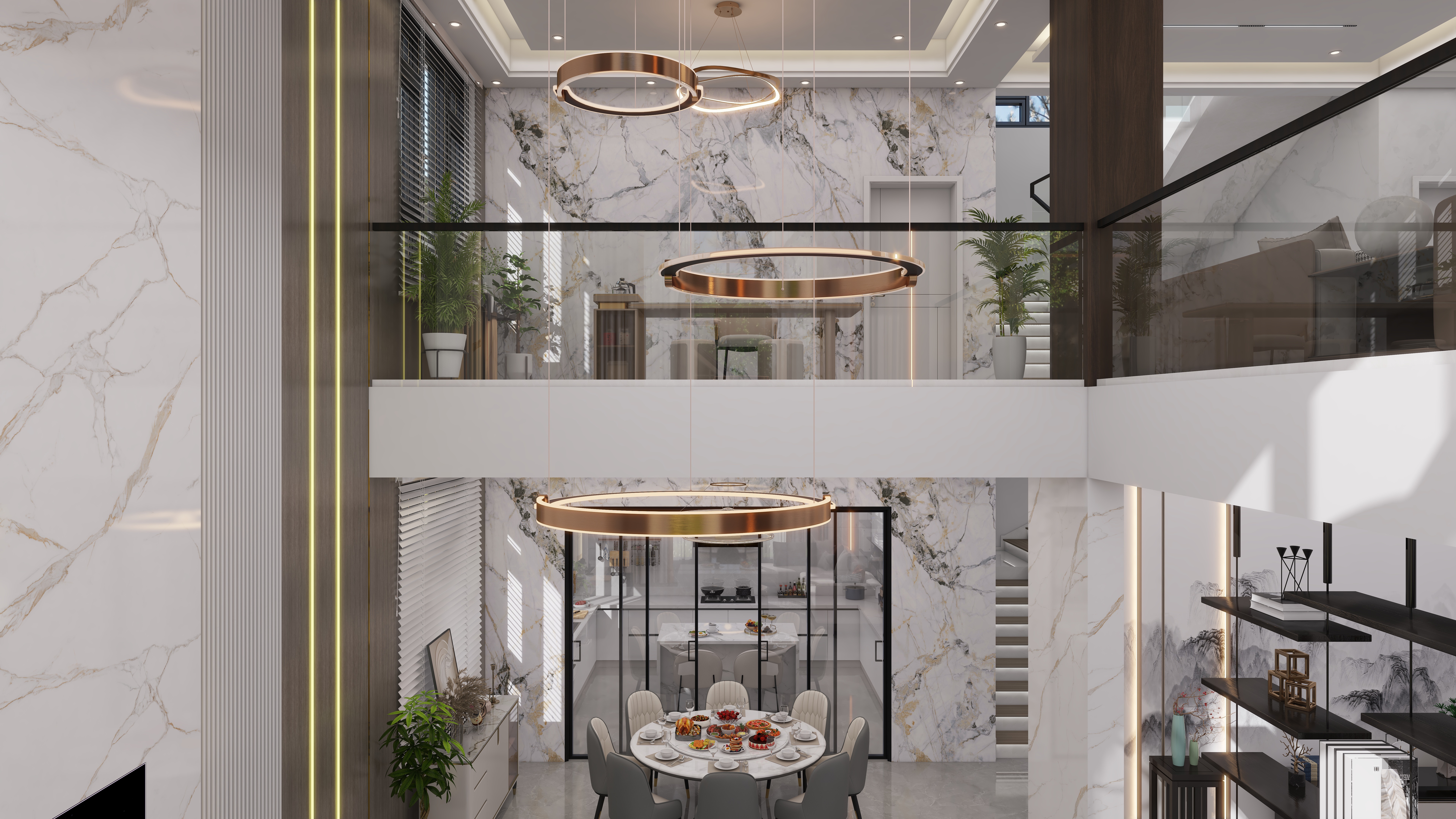 少年已不年少了-600㎡别墅7室一层客餐厅装修效果图第5张