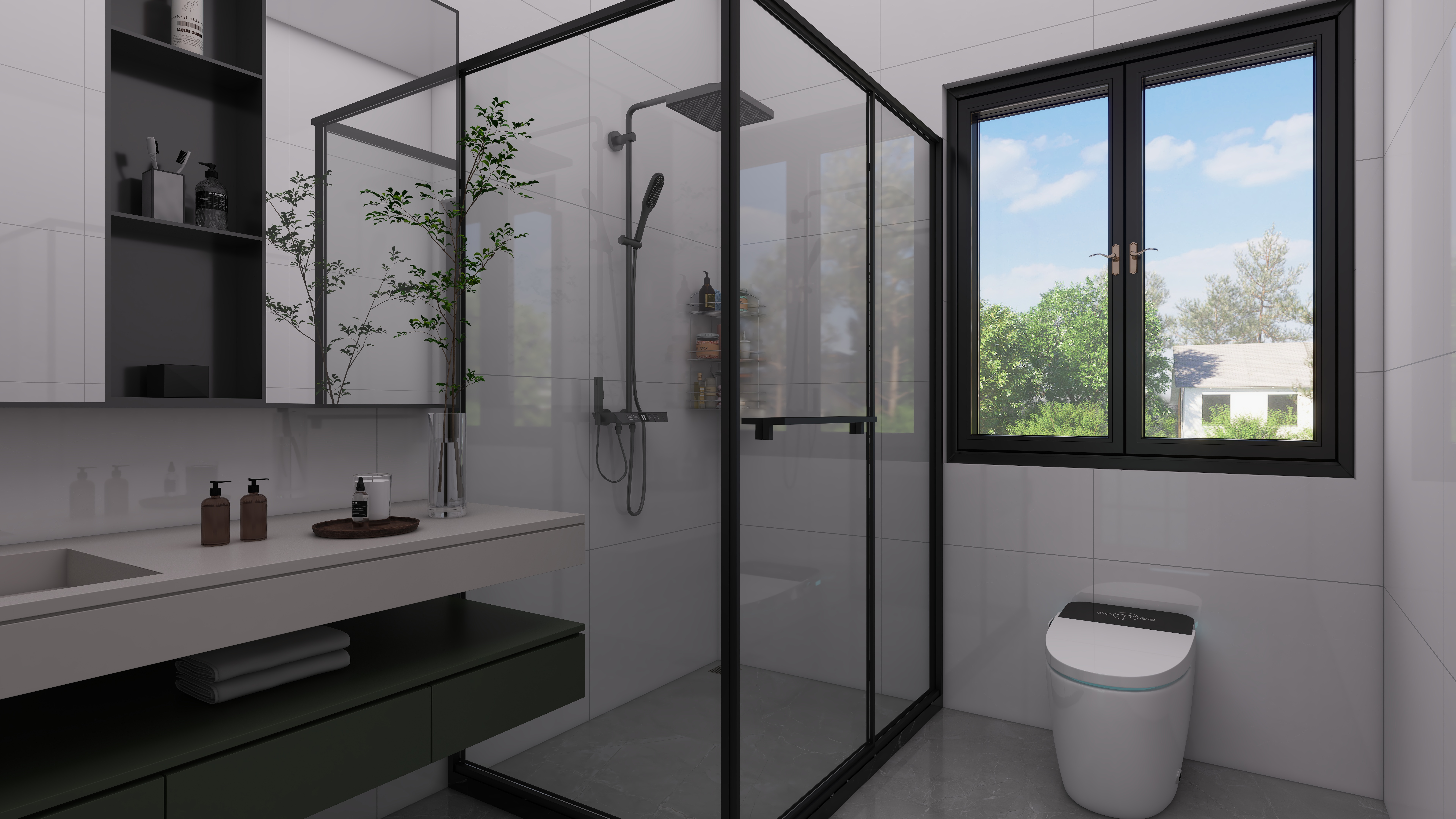 少年已不年少了-600㎡别墅7室二层次卫装修效果图第2张