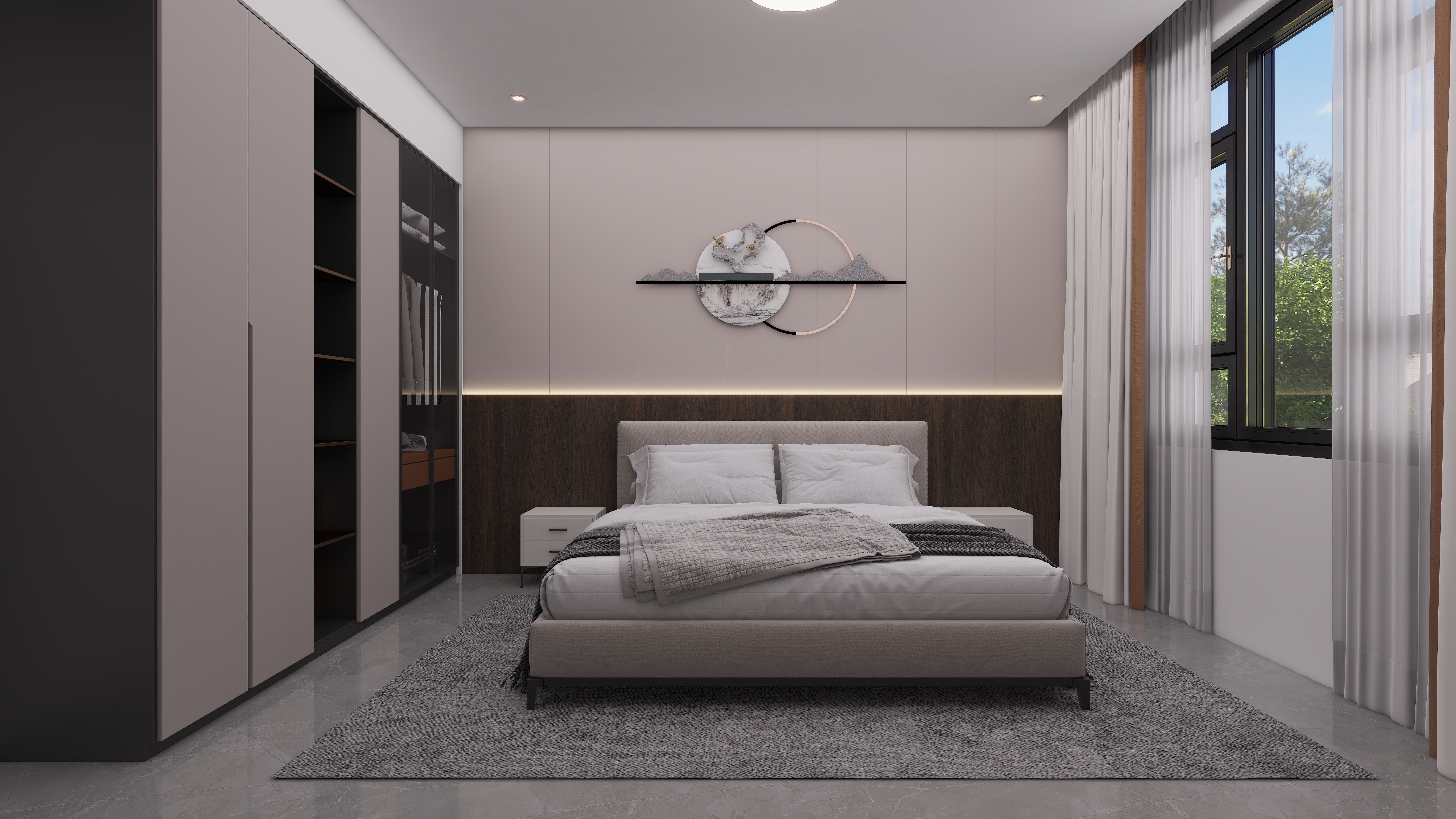 少年已不年少了-600㎡别墅7室二层次卧装修效果图第1张