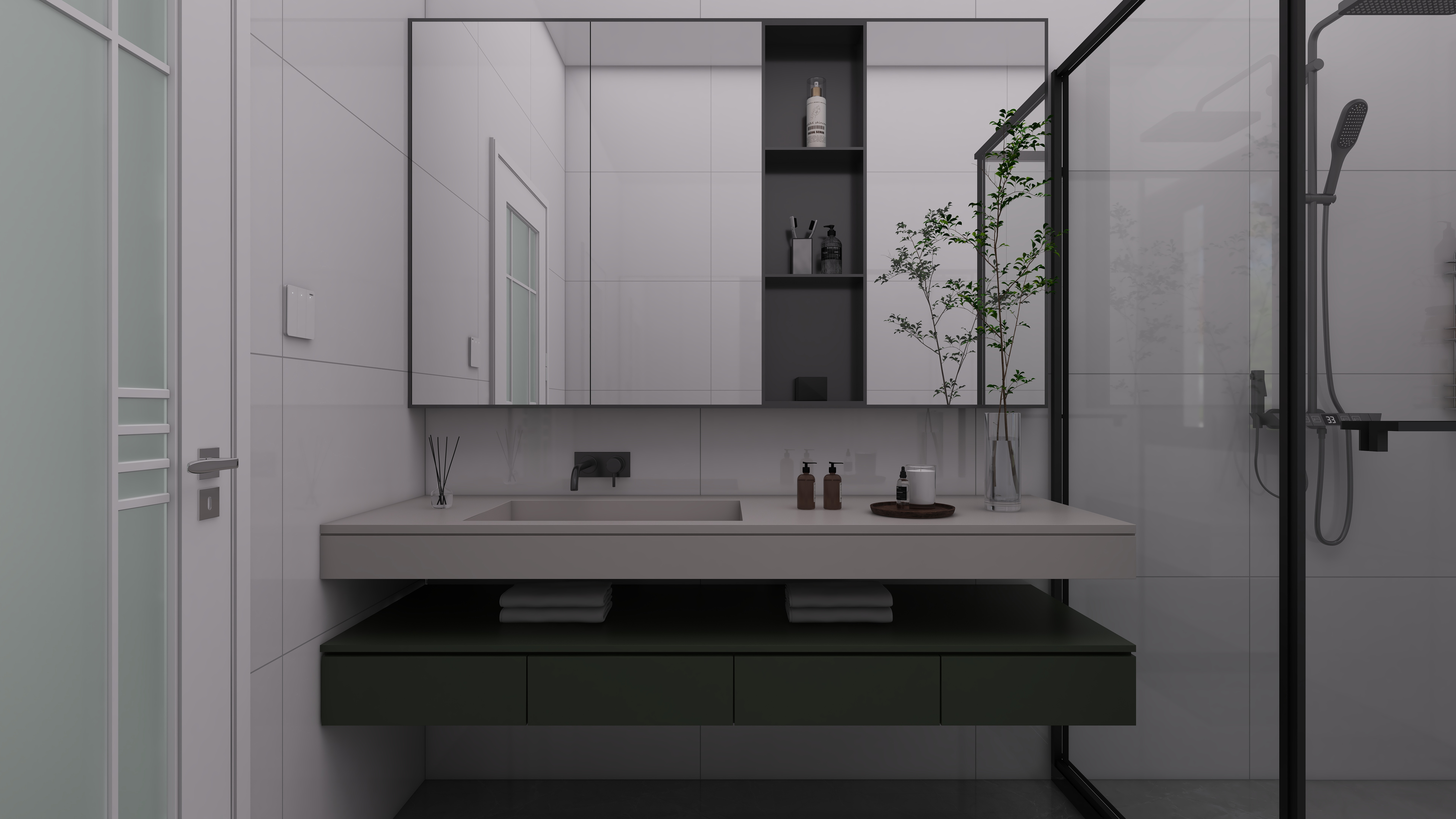 少年已不年少了-600㎡别墅7室二层次卫装修效果图第1张