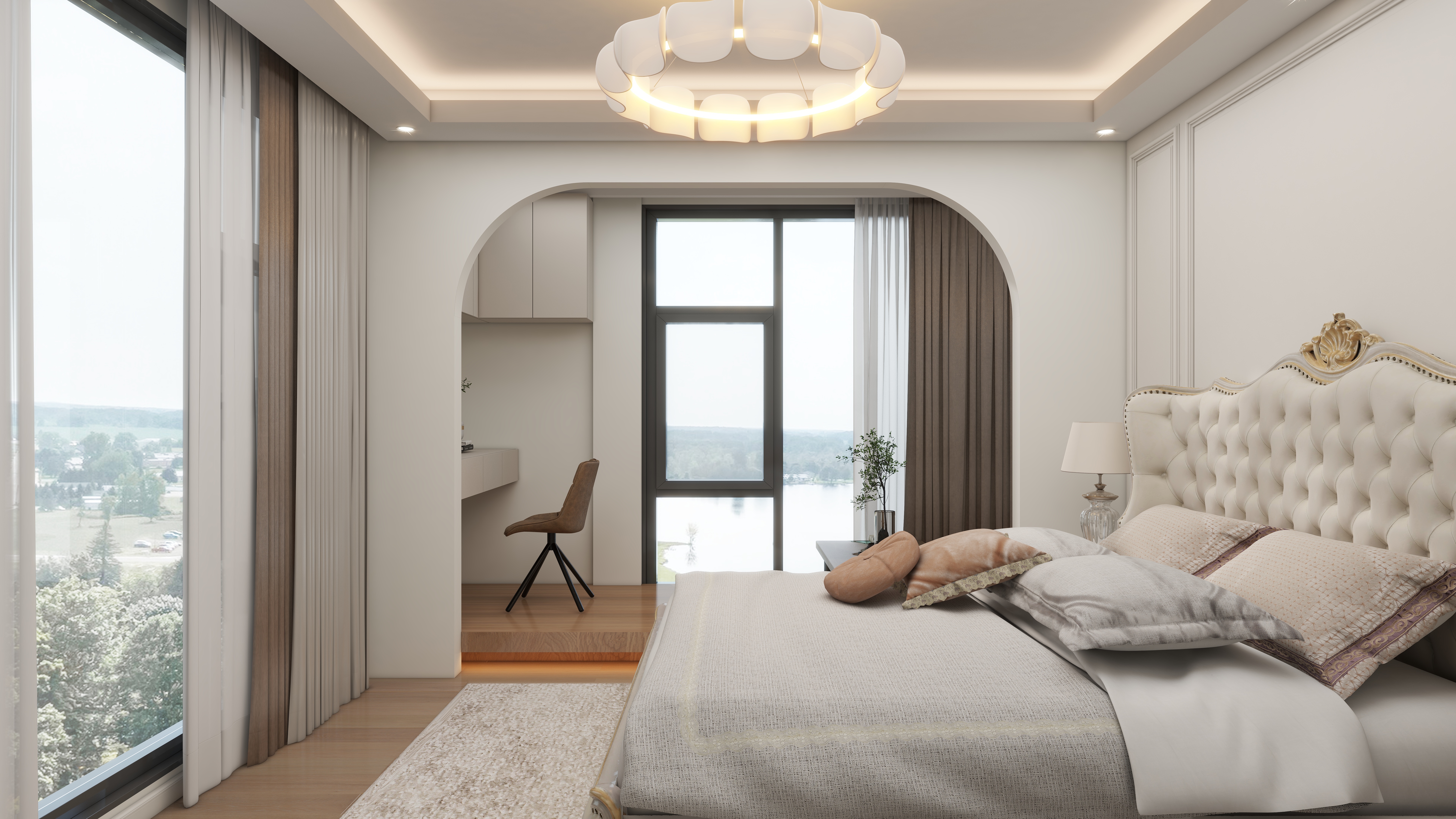 星空设计desgin-简美141㎡3室一层主卧装修效果图第1张