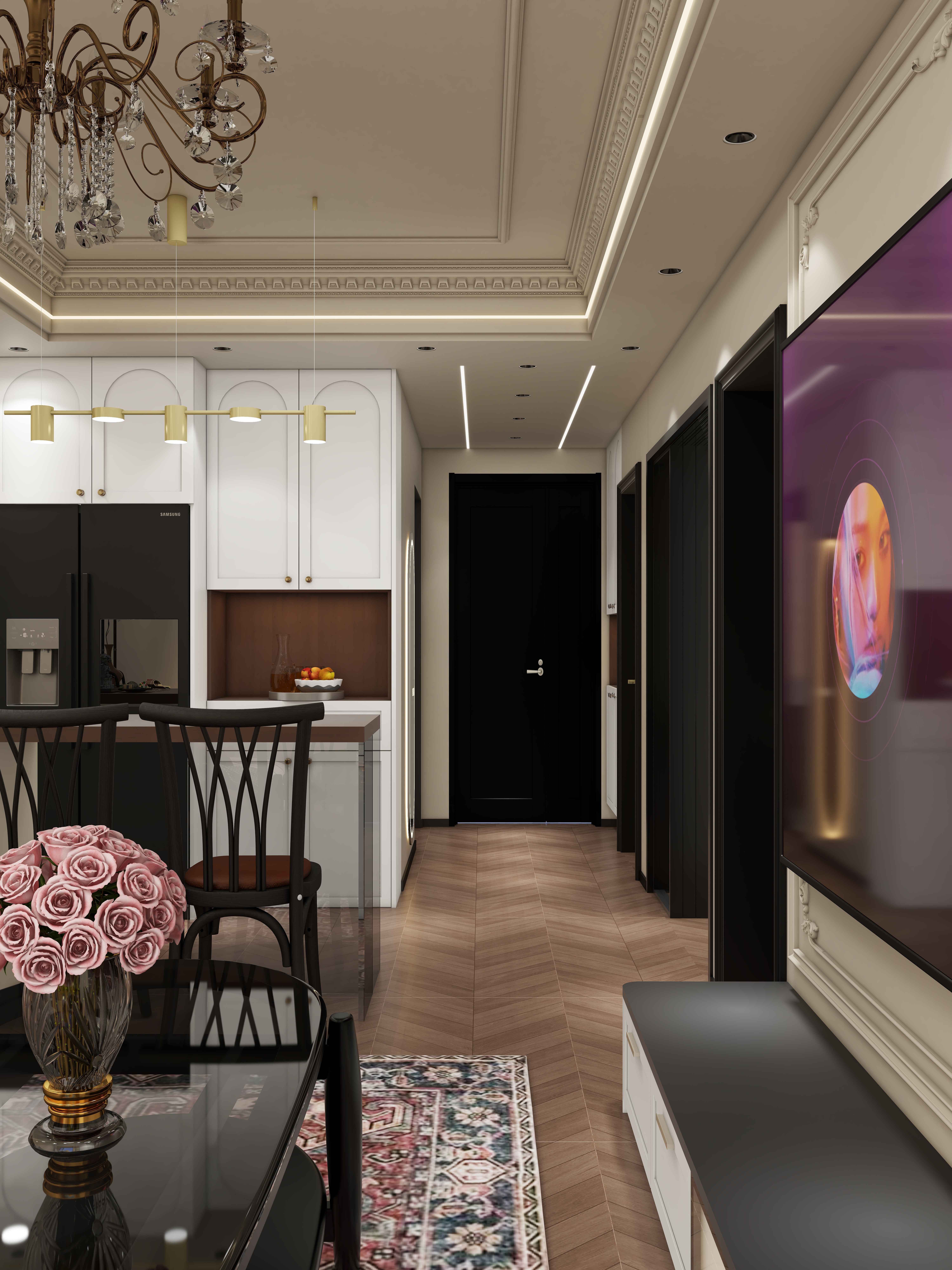 此效果图简单参考-御风8号楼64㎡2室一层客厅装修效果图第4张