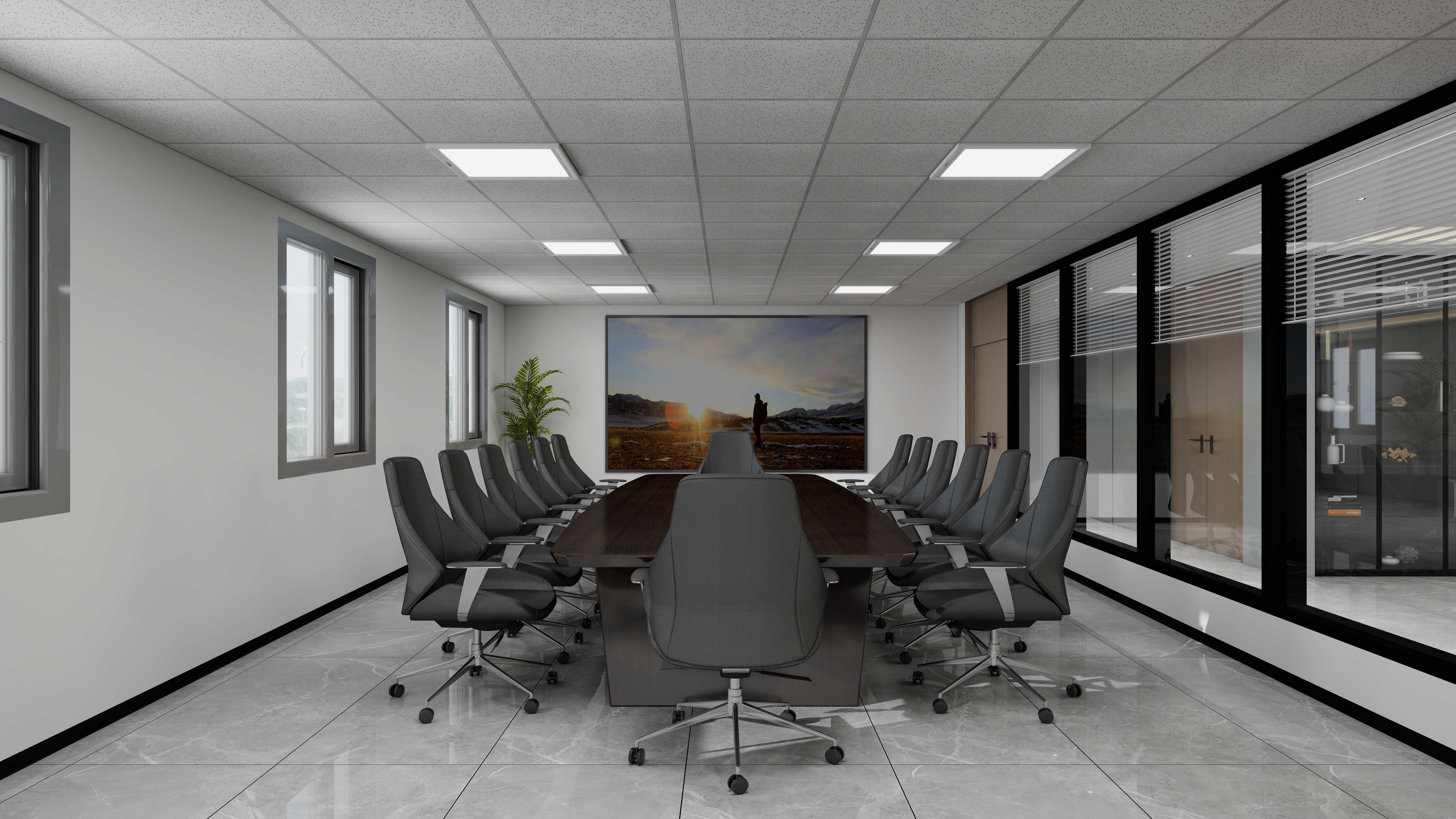 设计师玉京子-蓝鲸办公室一层会议室装修效果图第1张