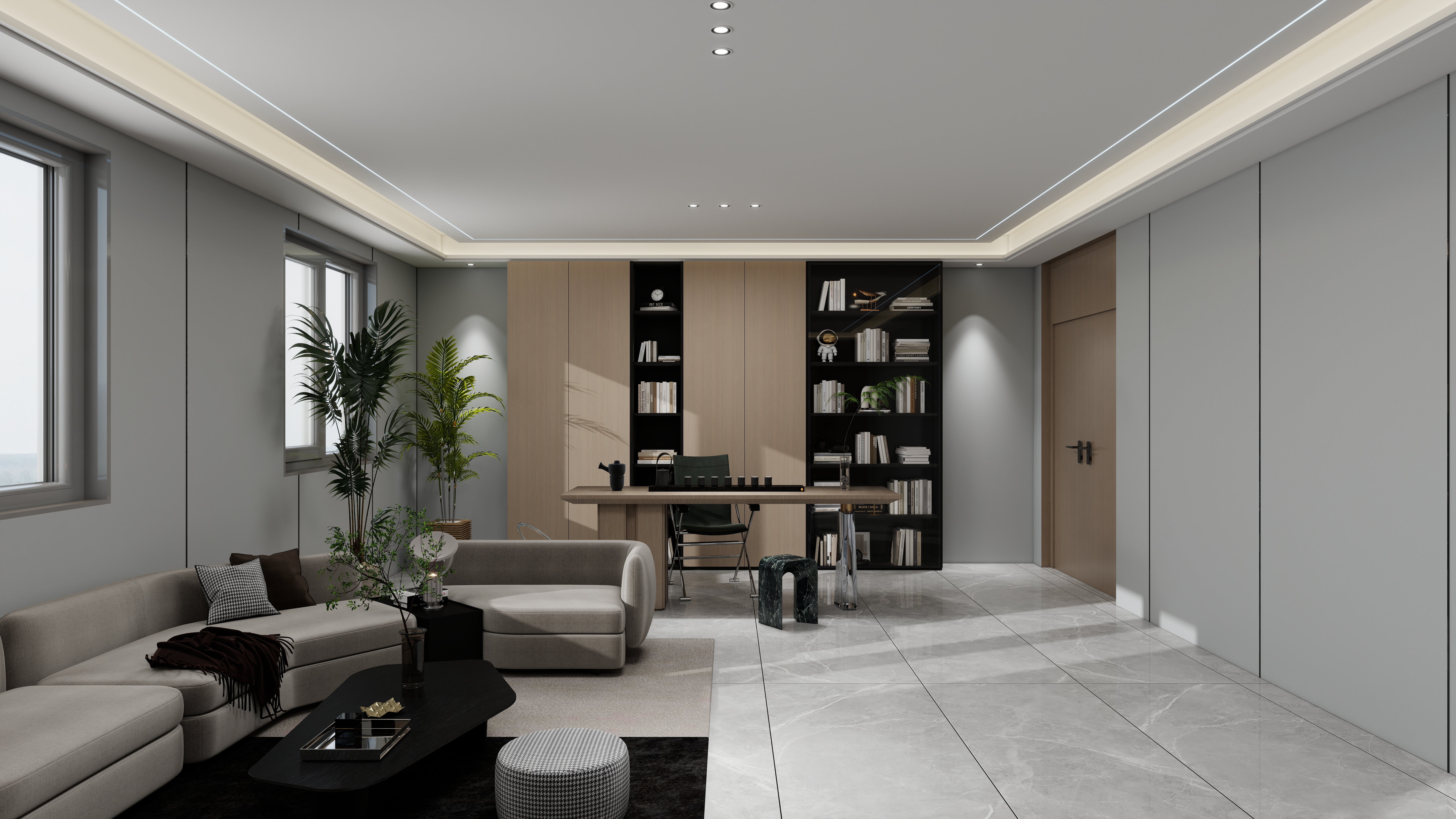 设计师玉京子-蓝鲸办公室一层总经理办公室装修效果图第2张