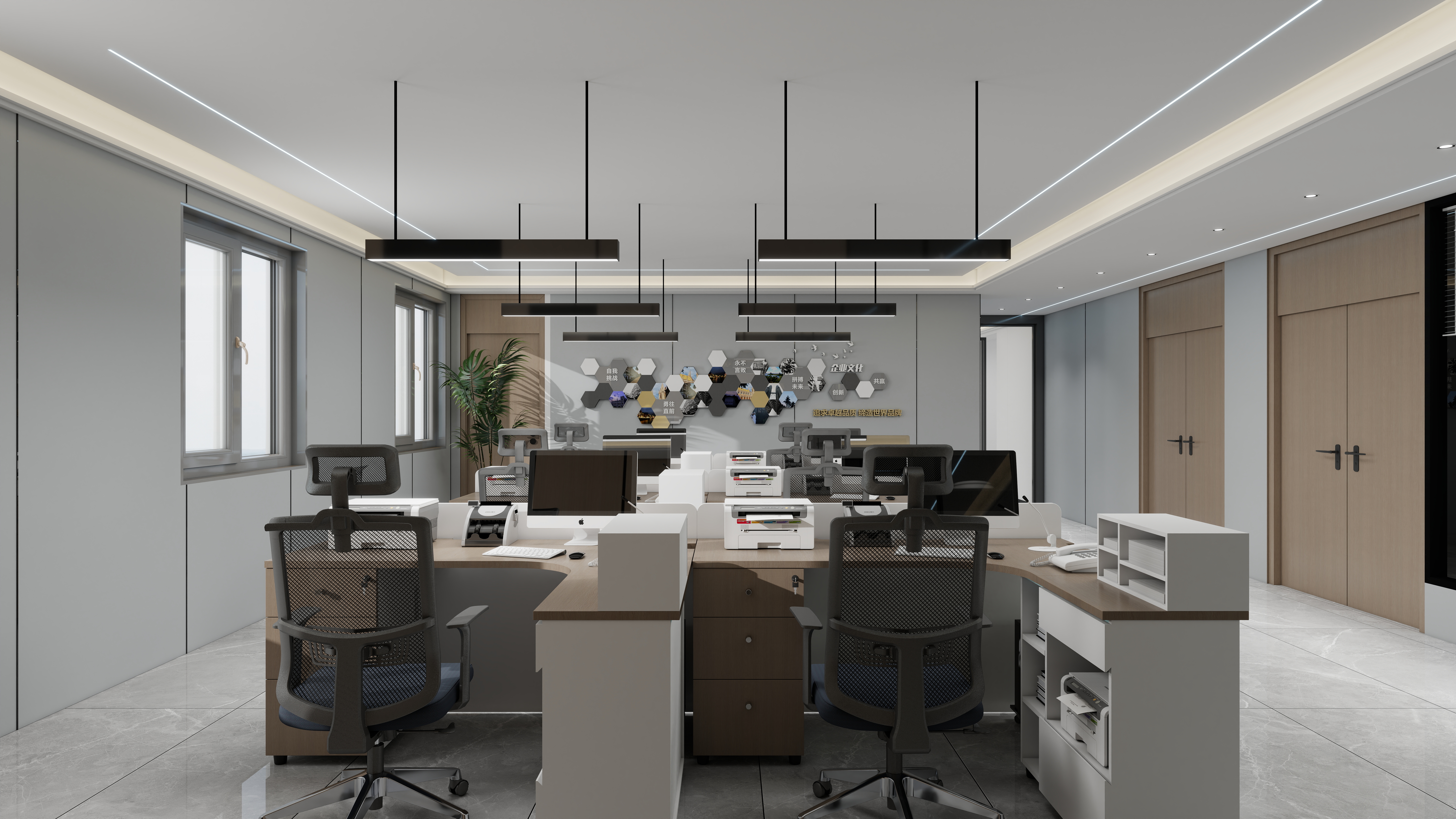 设计师玉京子-蓝鲸办公室一层综合办公室装修效果图第2张