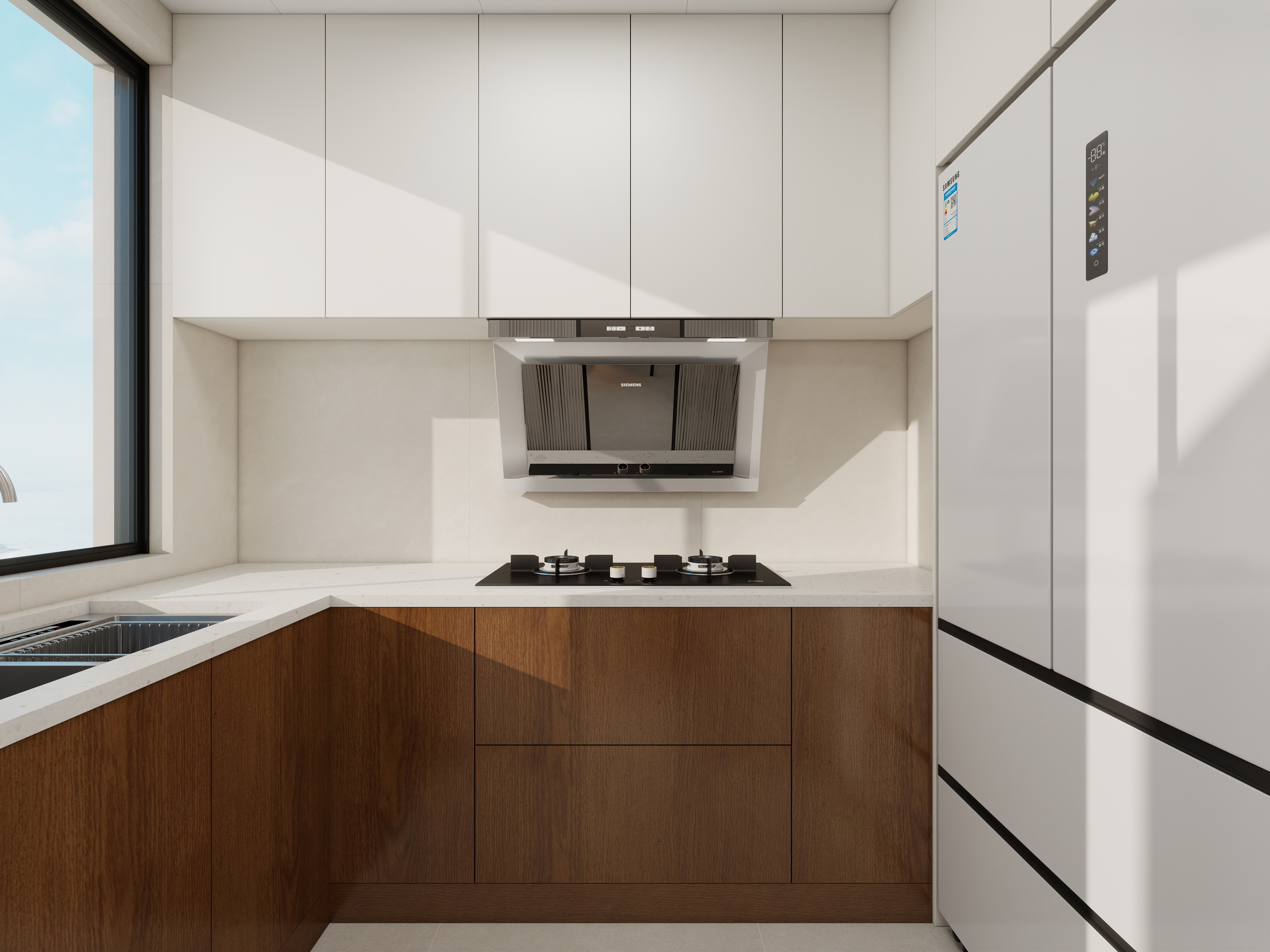 果乐设计-108方奶油中古风格三居室装修效果图