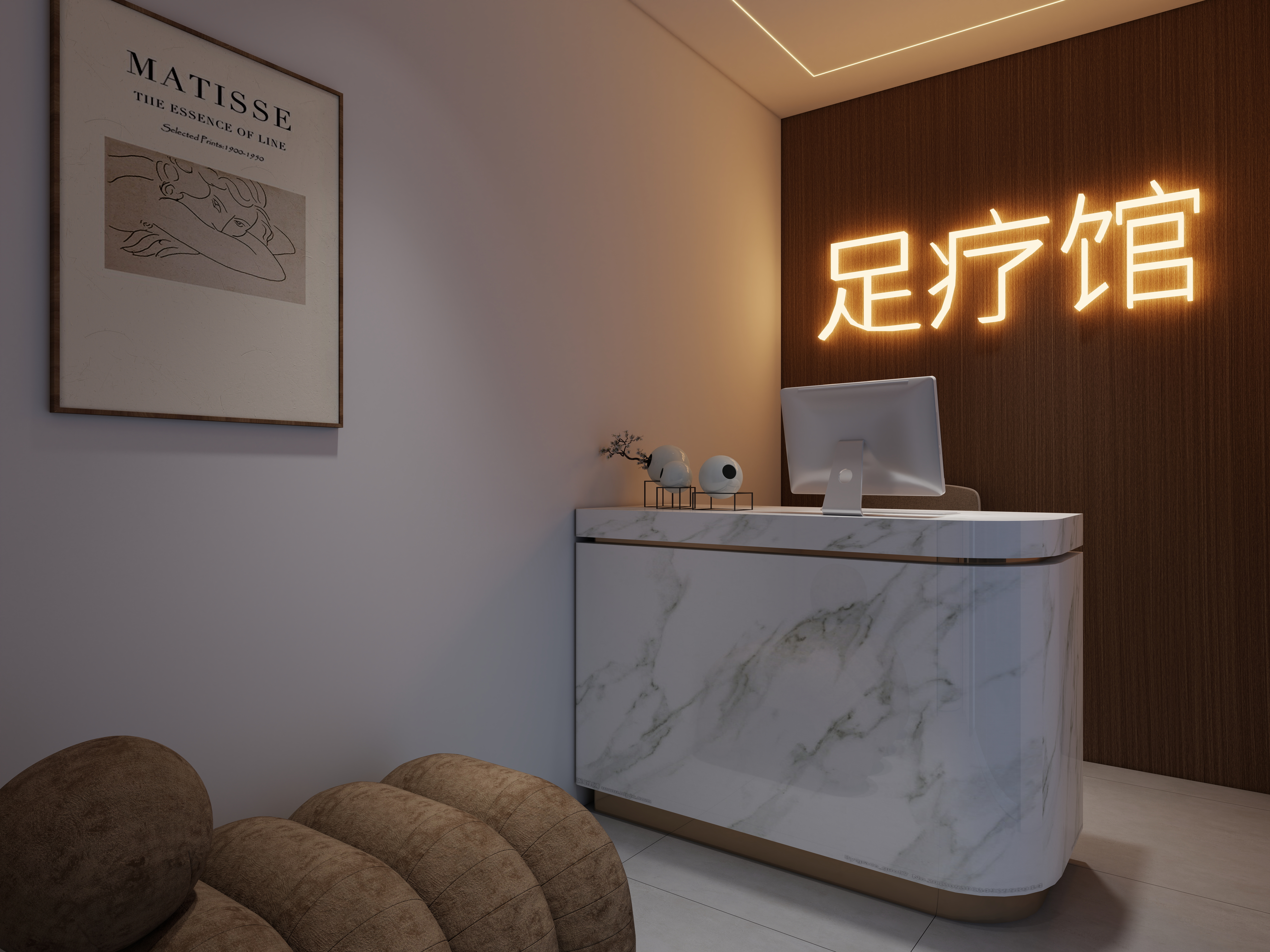 李林-足疗店29㎡一层大厅装修效果图第1张