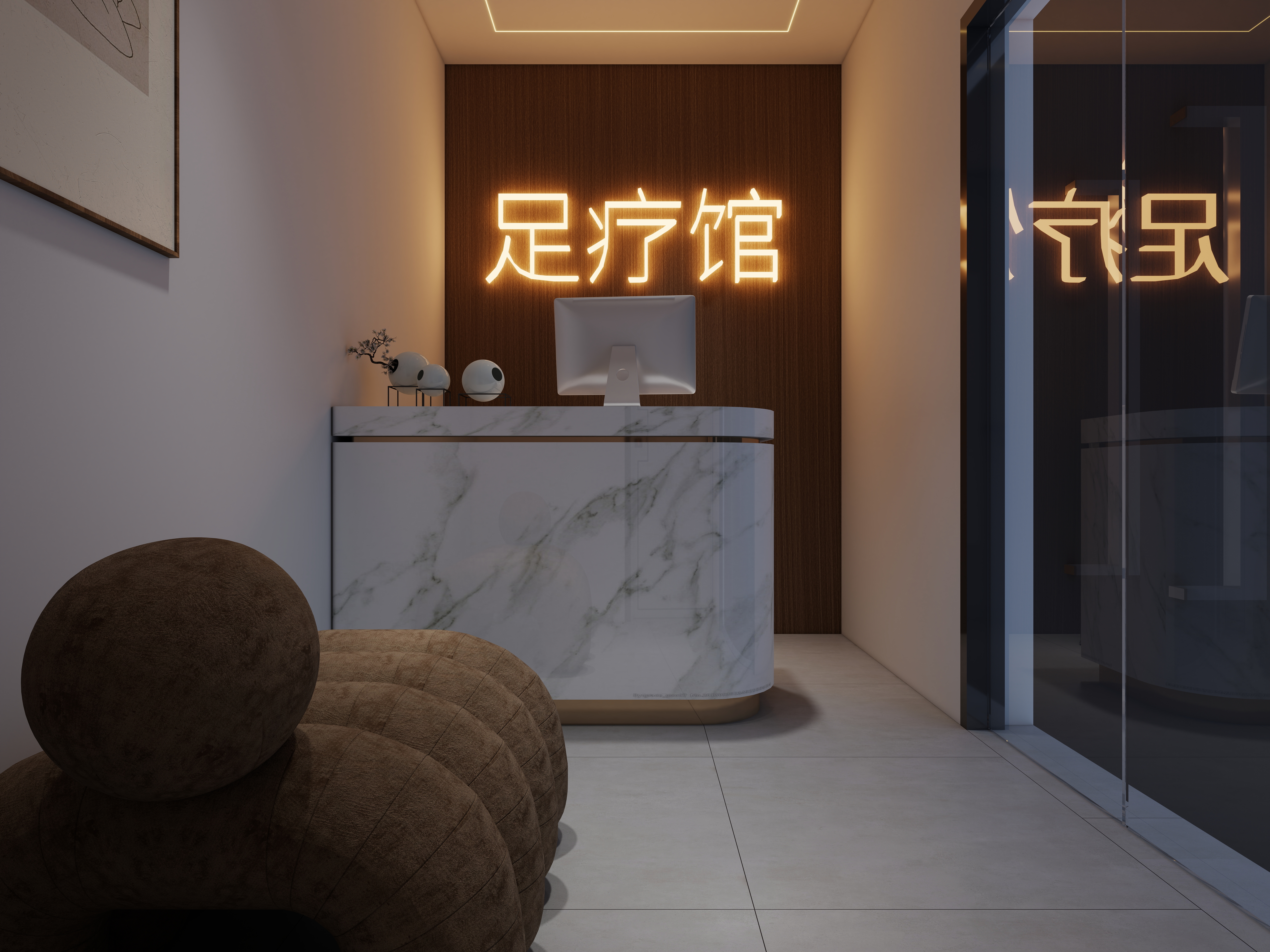 李林-足疗店29㎡一层大厅装修效果图第2张