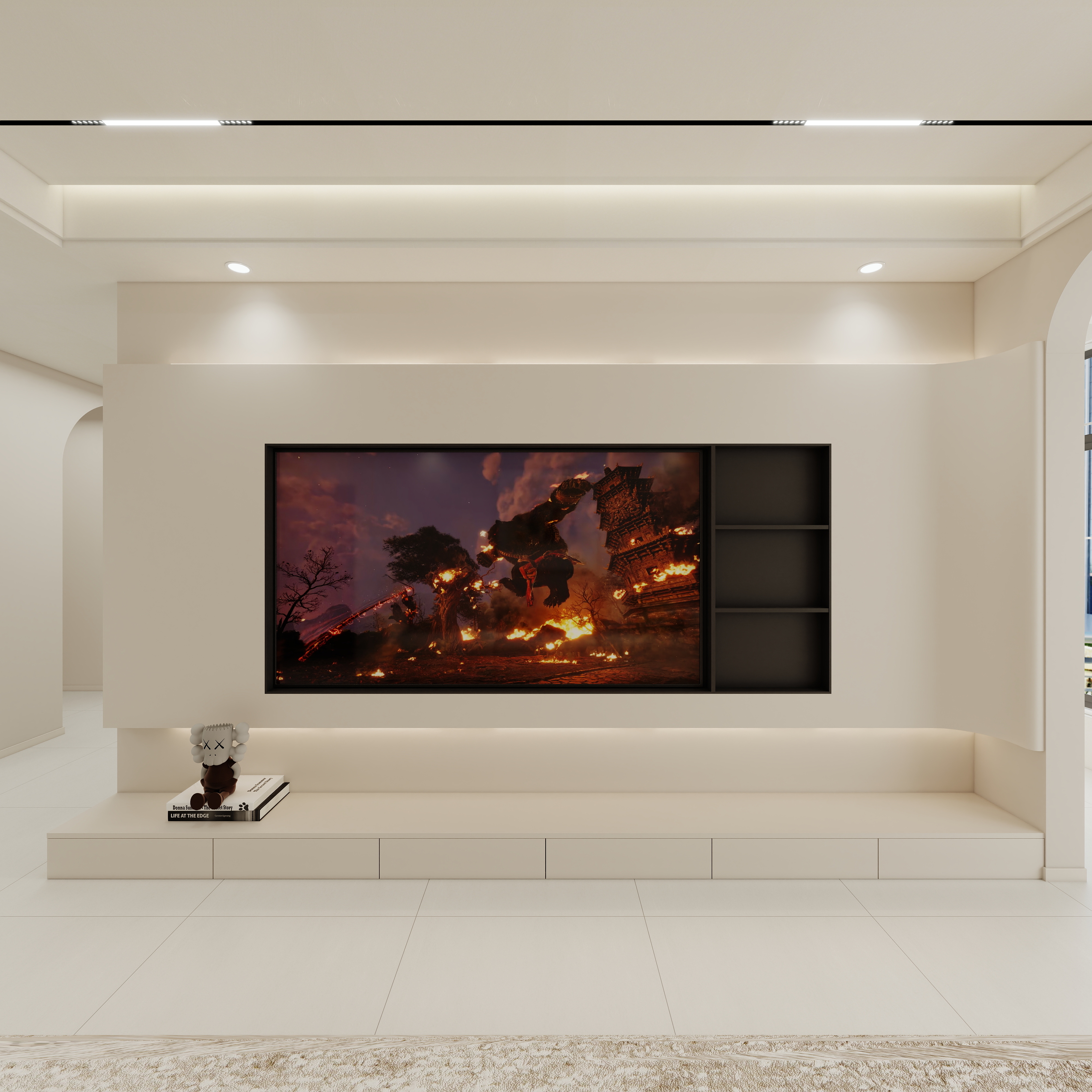 壹诺设计工作室-112㎡3室-奶油风一层客餐厅装修效果图第5张