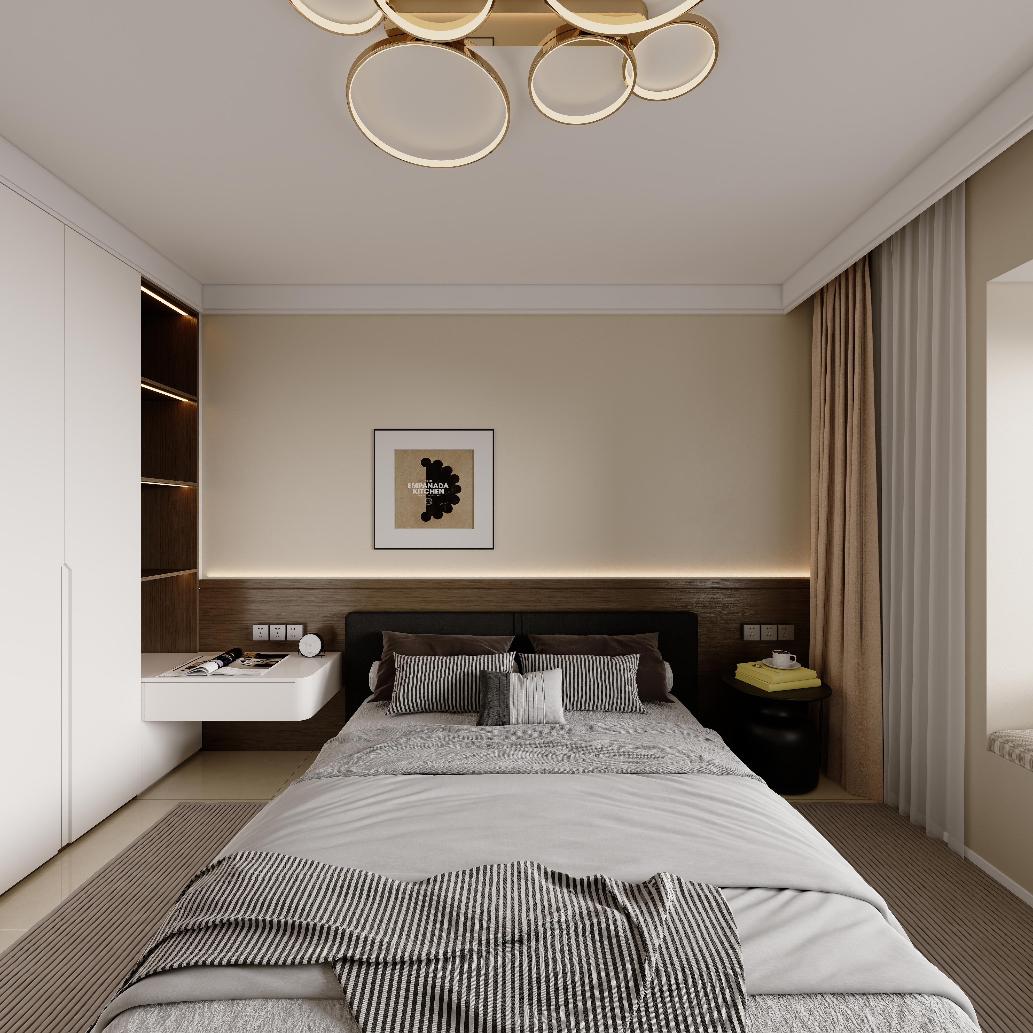 星空设计desgin-现代简约109㎡3室一层主卧装修效果图第3张