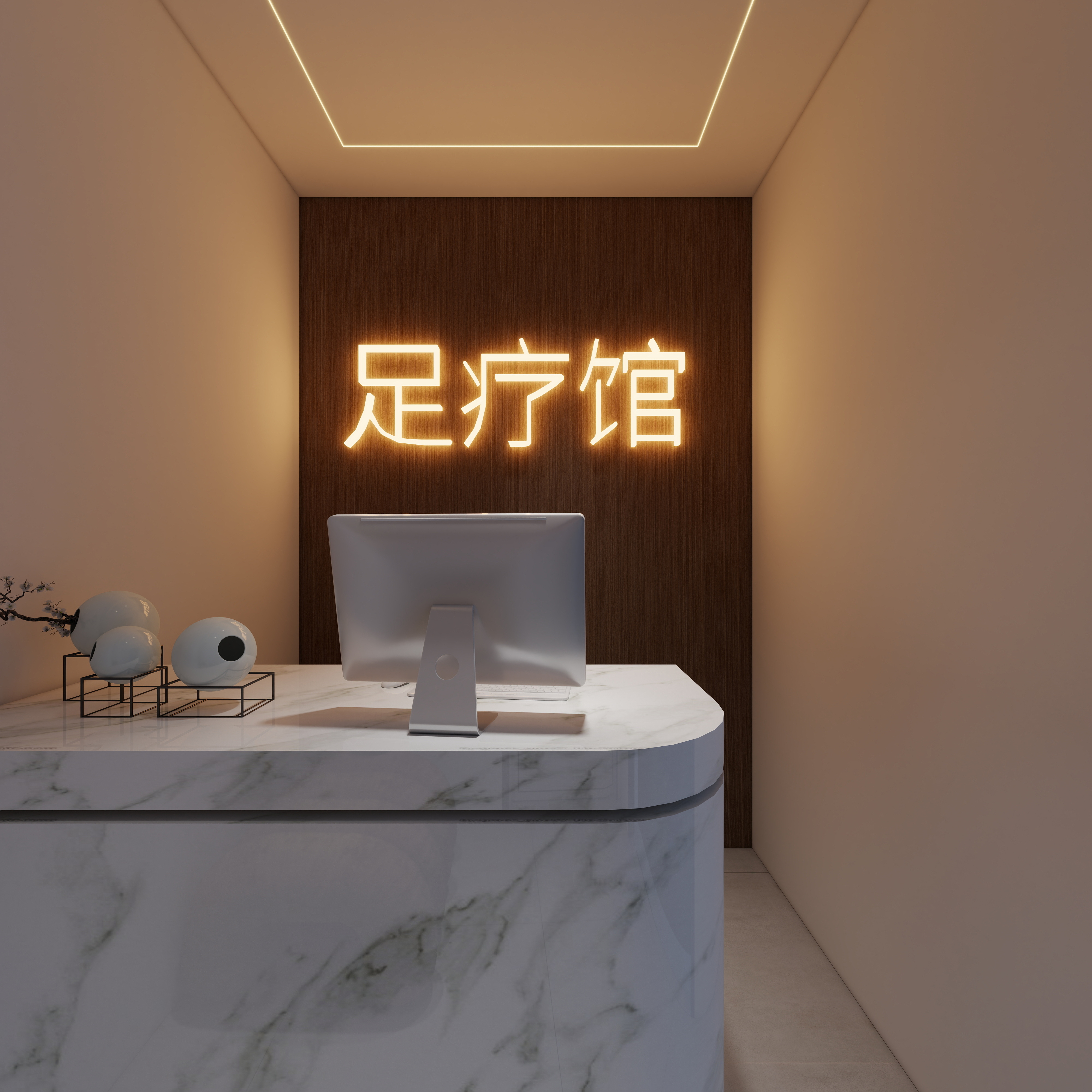 李林-足疗店29㎡一层大厅装修效果图第3张