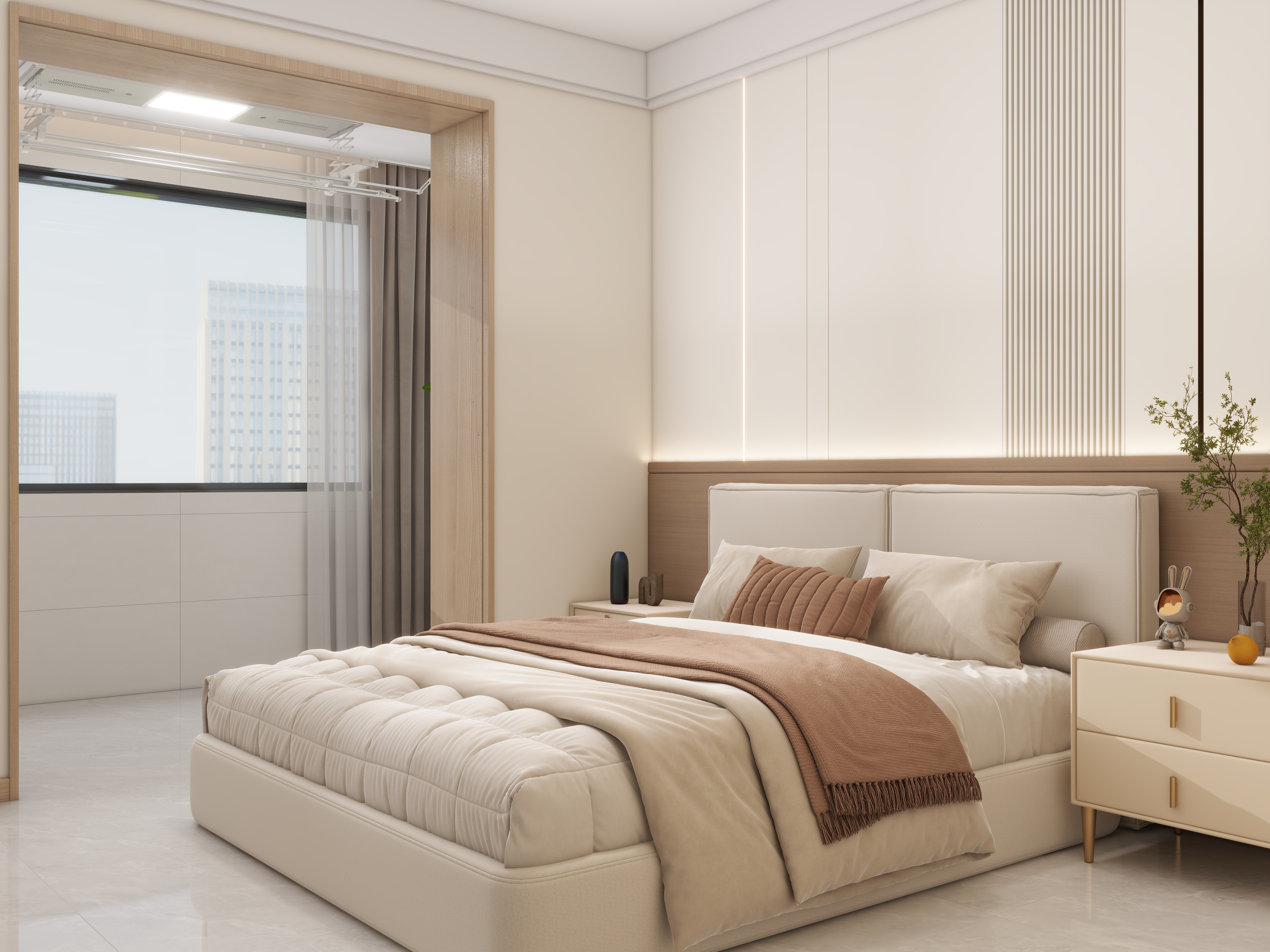 李佳洋-翠华园79平原木风2室一层主卧装修效果图第1张