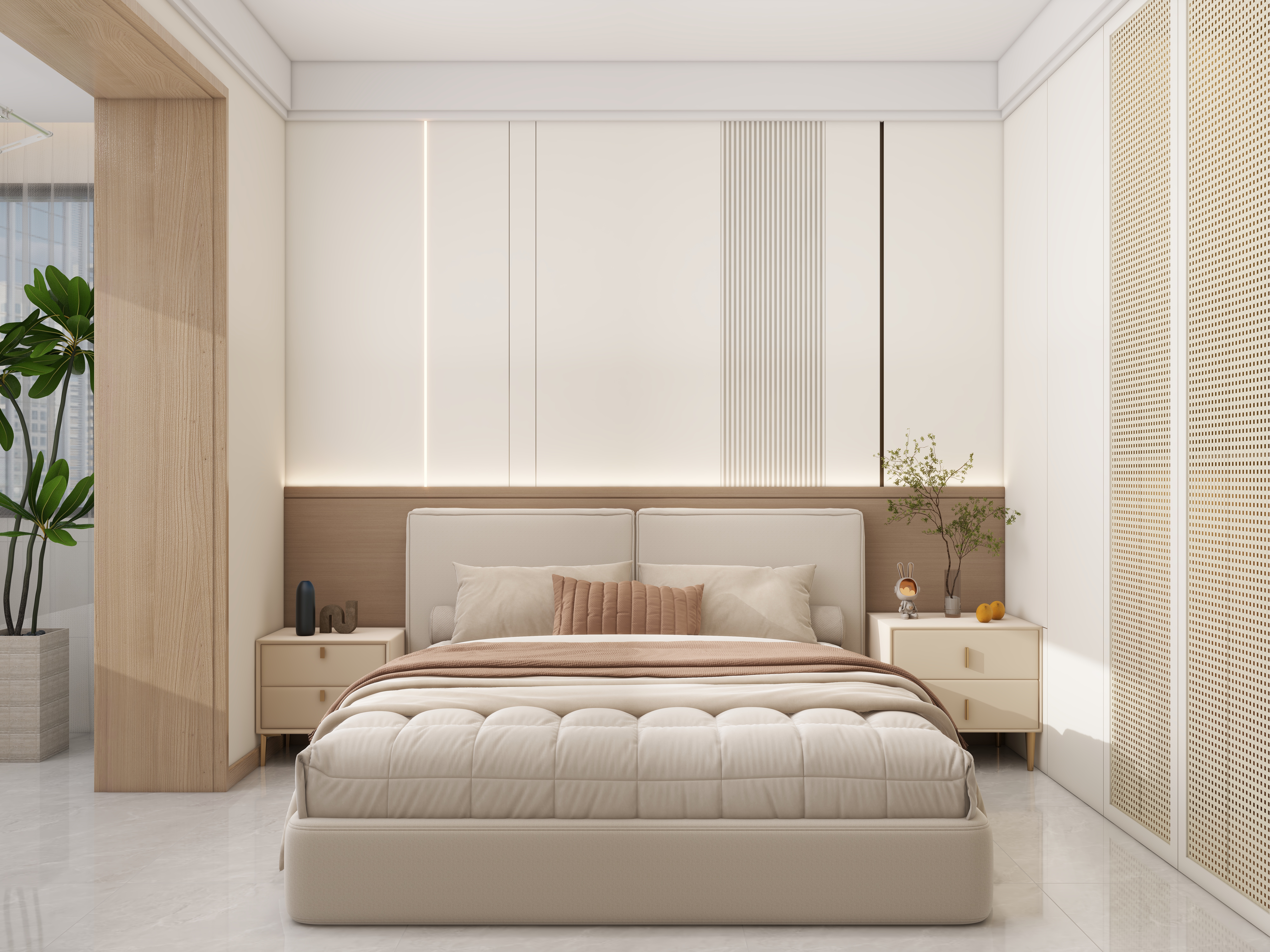 李佳洋-翠华园79平原木风2室一层主卧装修效果图第3张