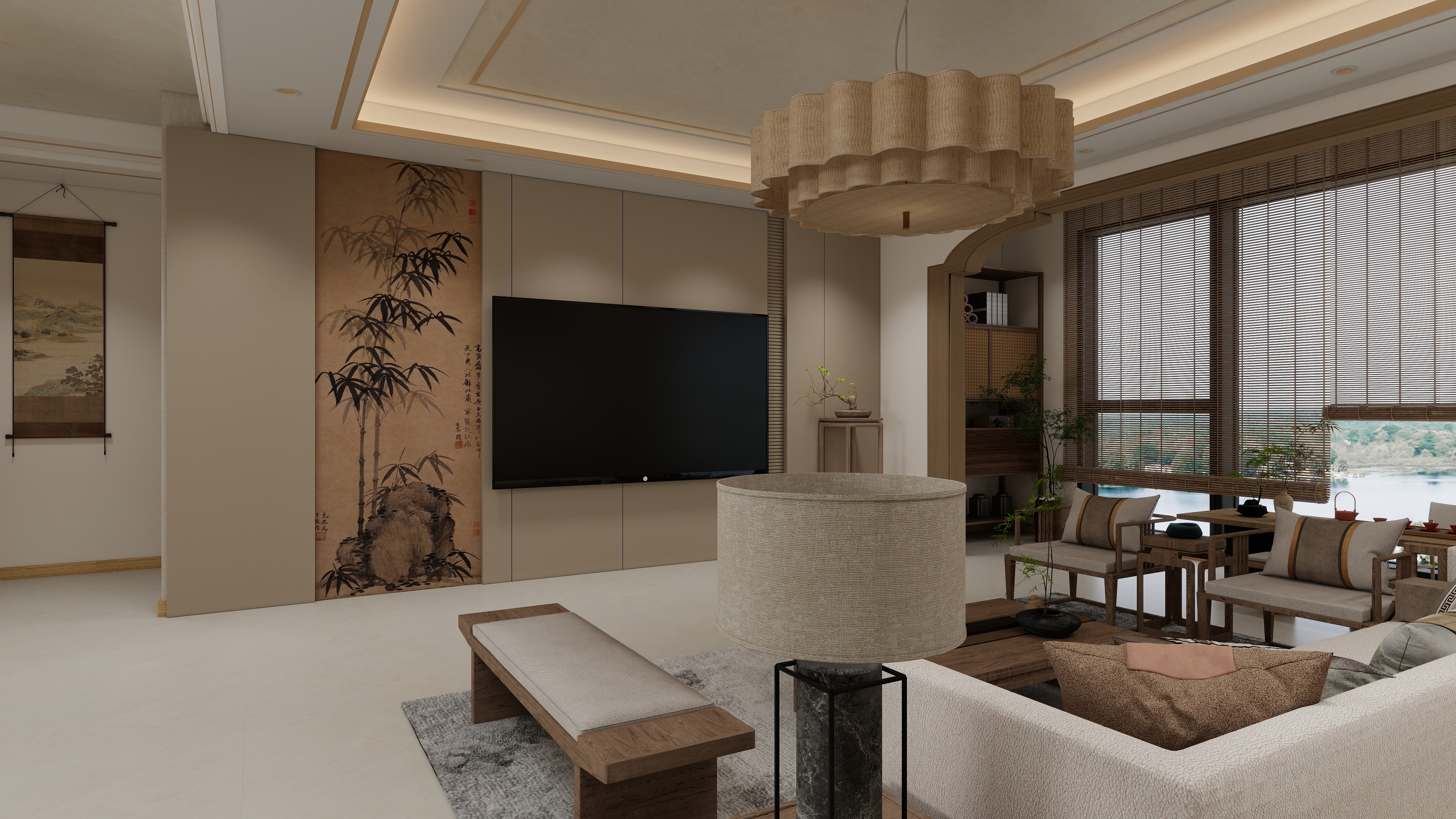 星空设计工作室design-新中式161㎡4室装修效果图