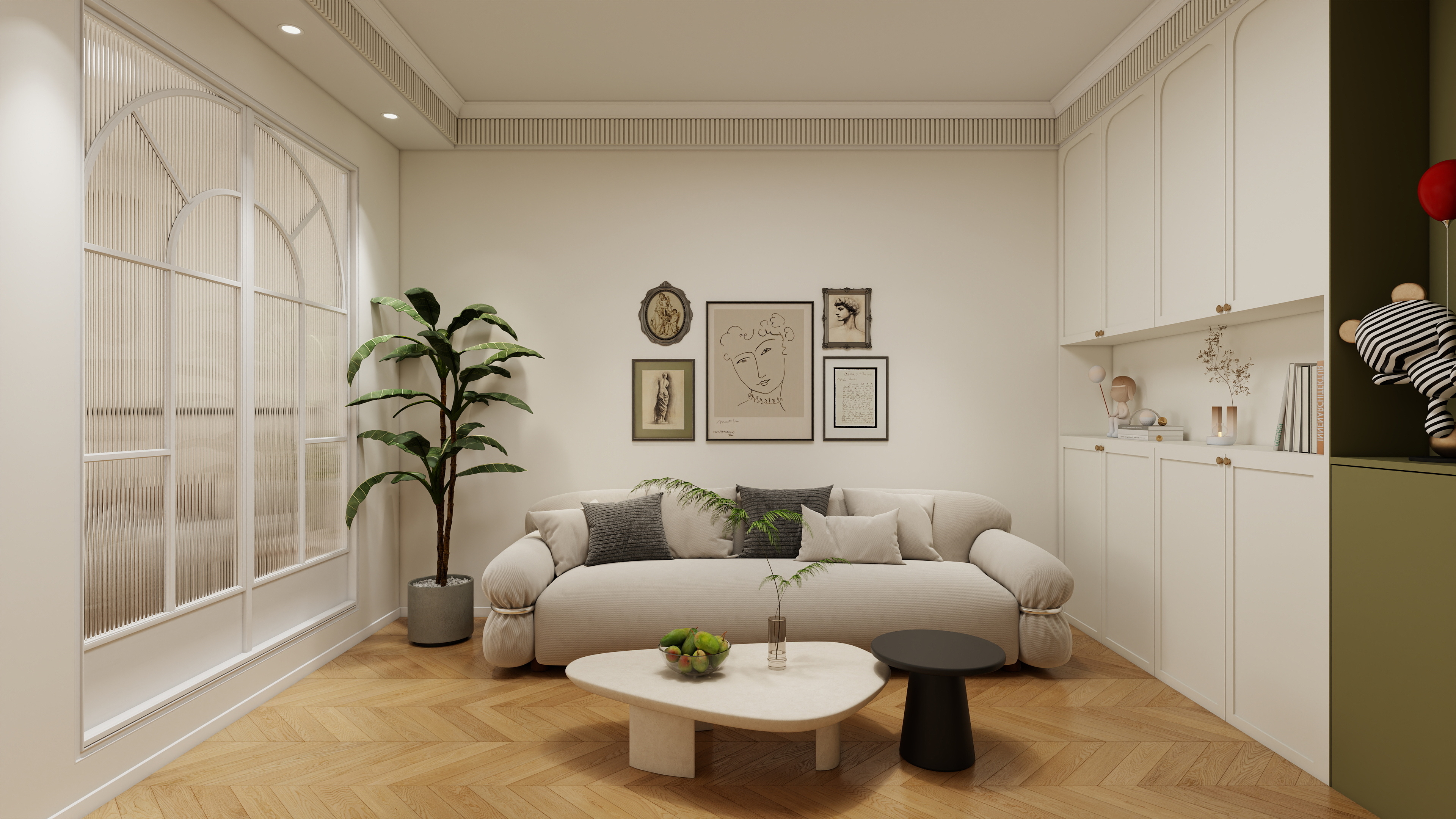 星空设计500一套-奶油47㎡1室装修效果图