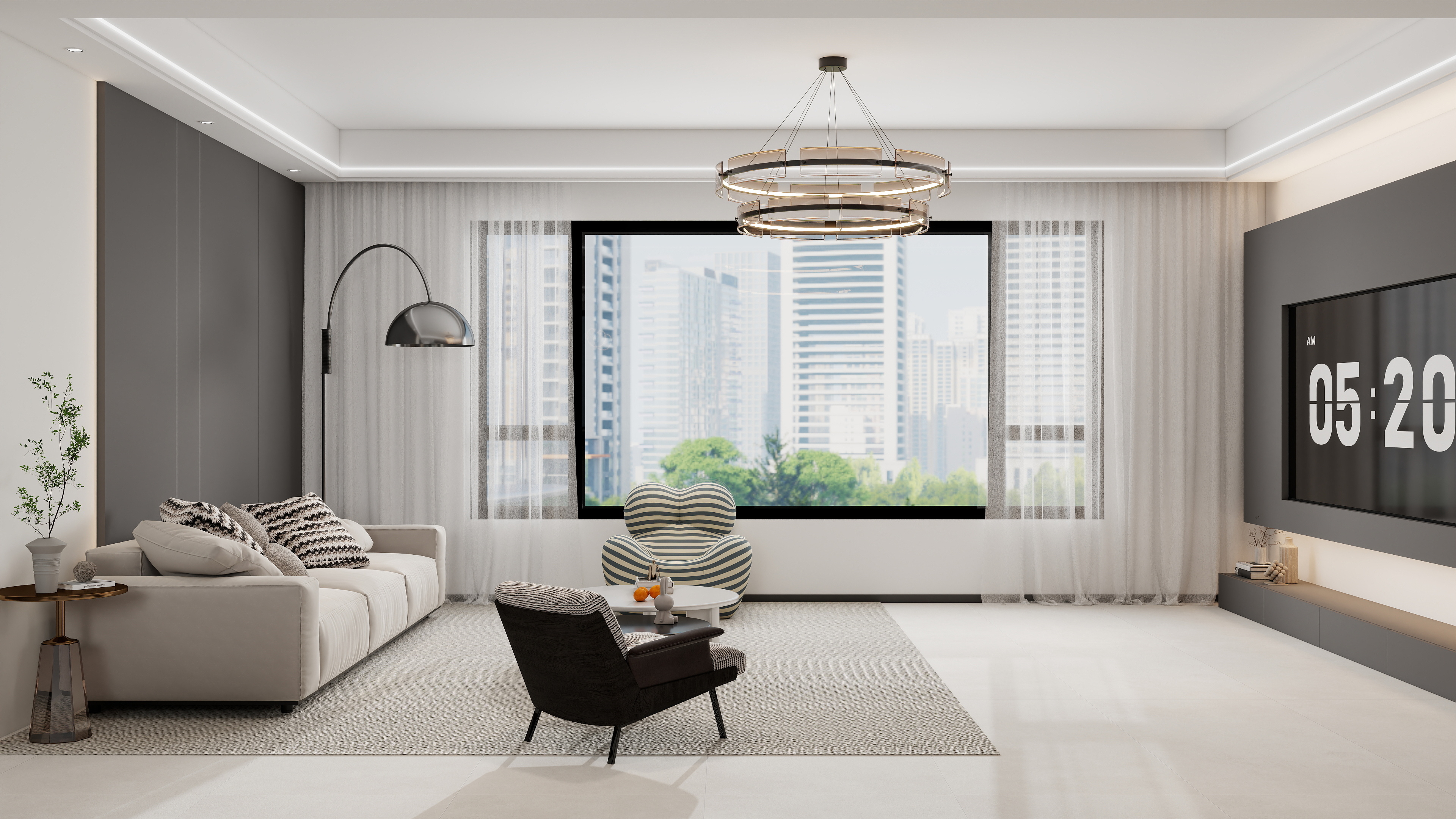 庄育霖-永盛家园111平现代黑白灰2室装修效果图