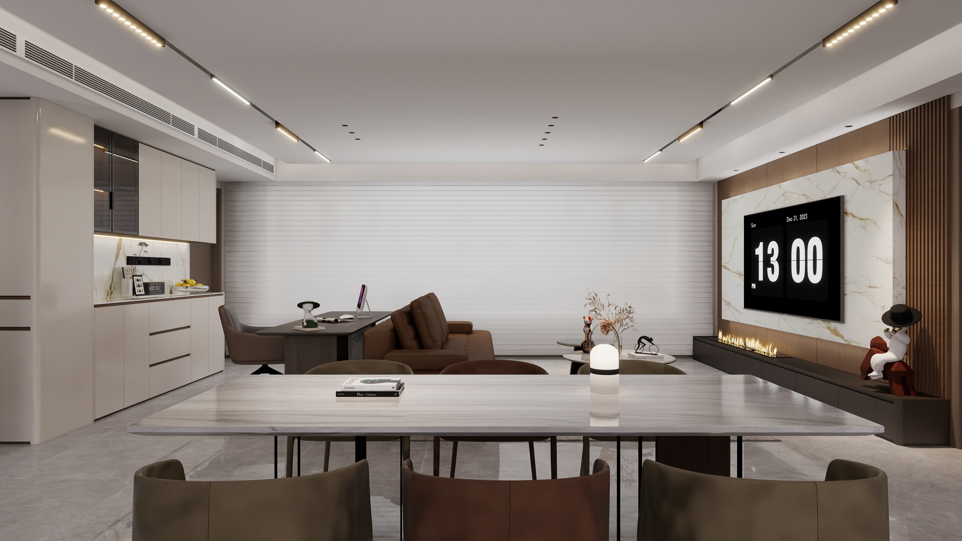 泽成LZC-168㎡4室一层客餐厅装修效果图第2张