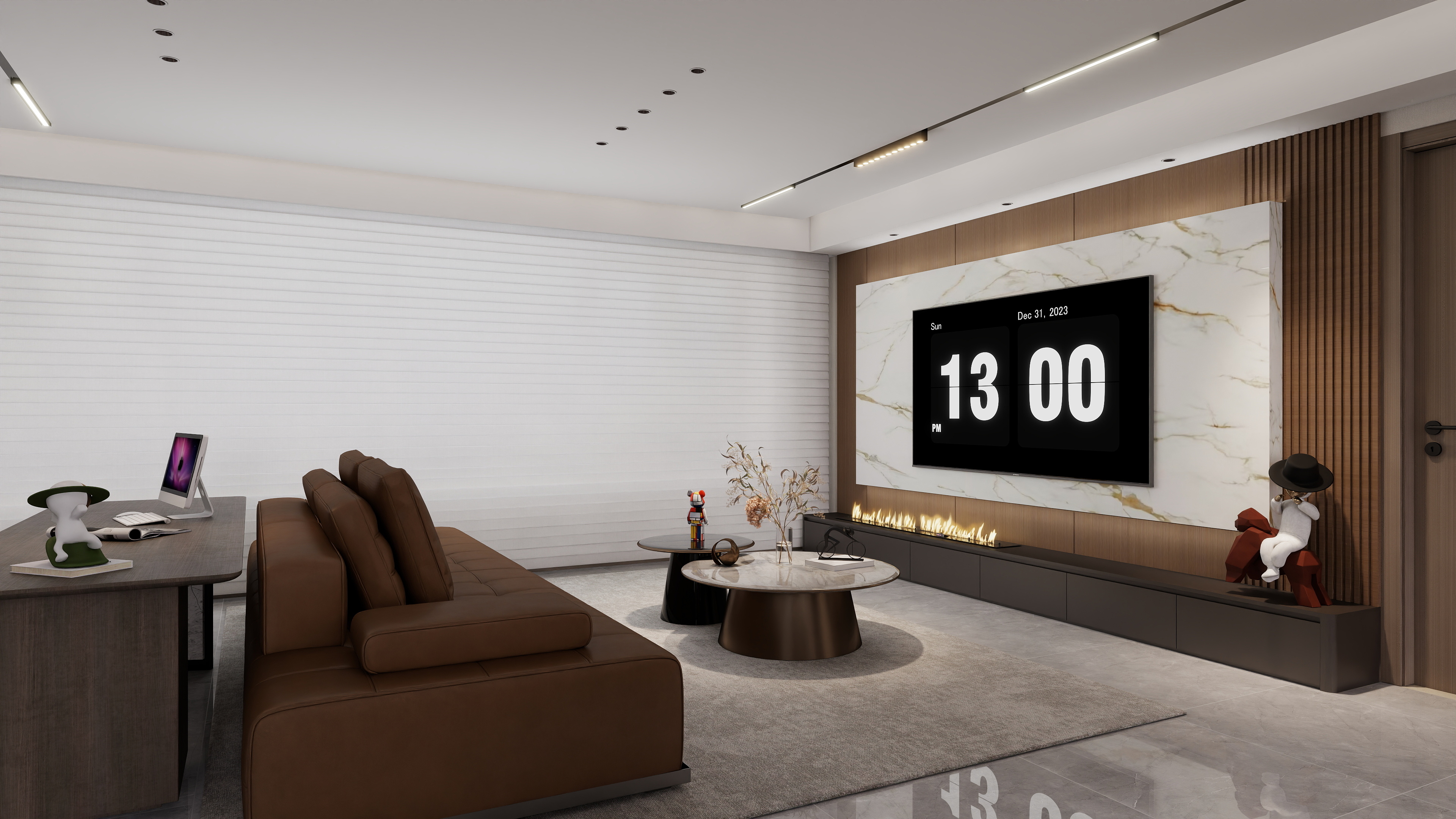 泽成LZC-168㎡4室一层客餐厅装修效果图第1张