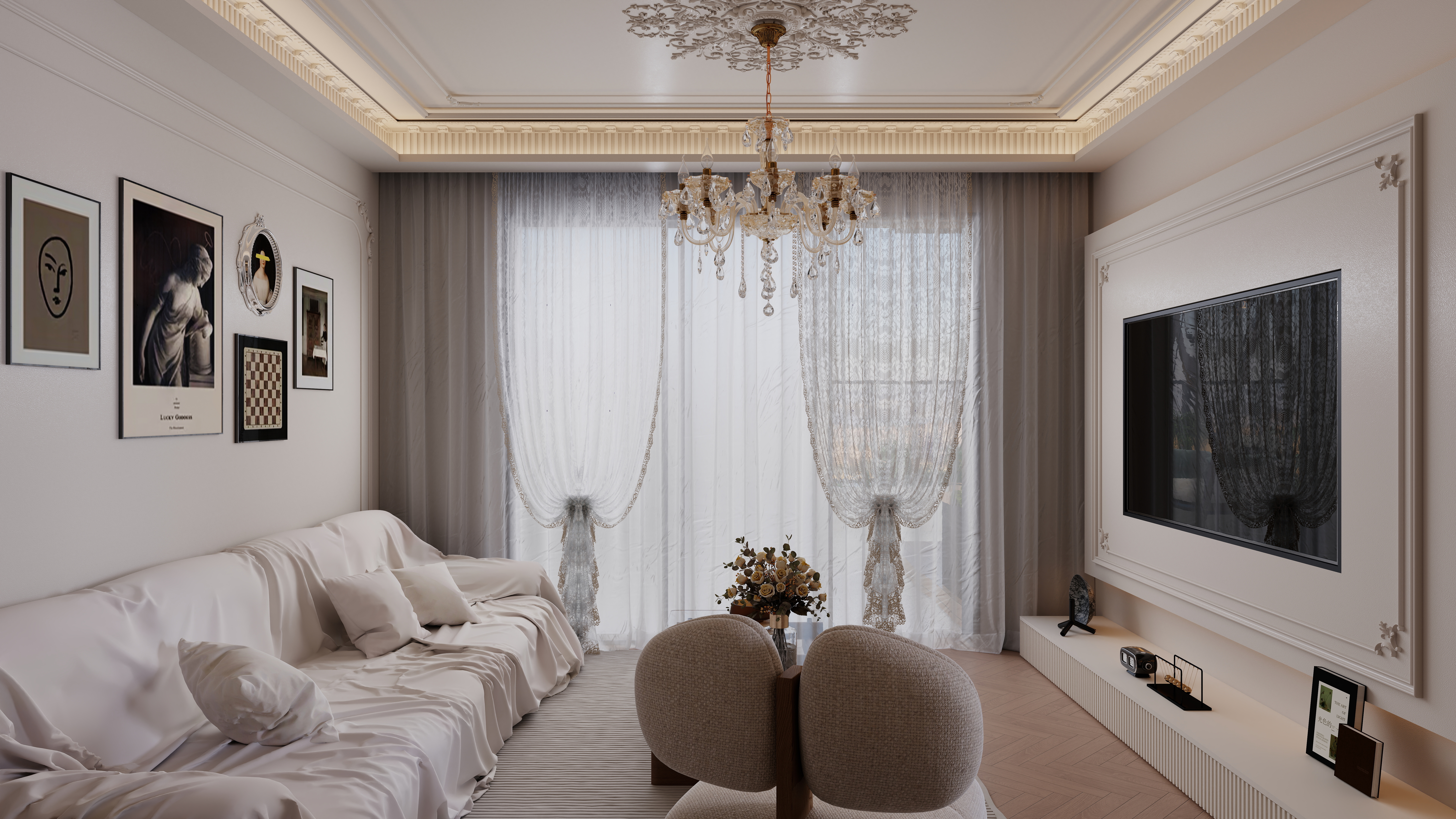 七七设计.....-未来绿洲125一层客餐厅装修效果图第1张