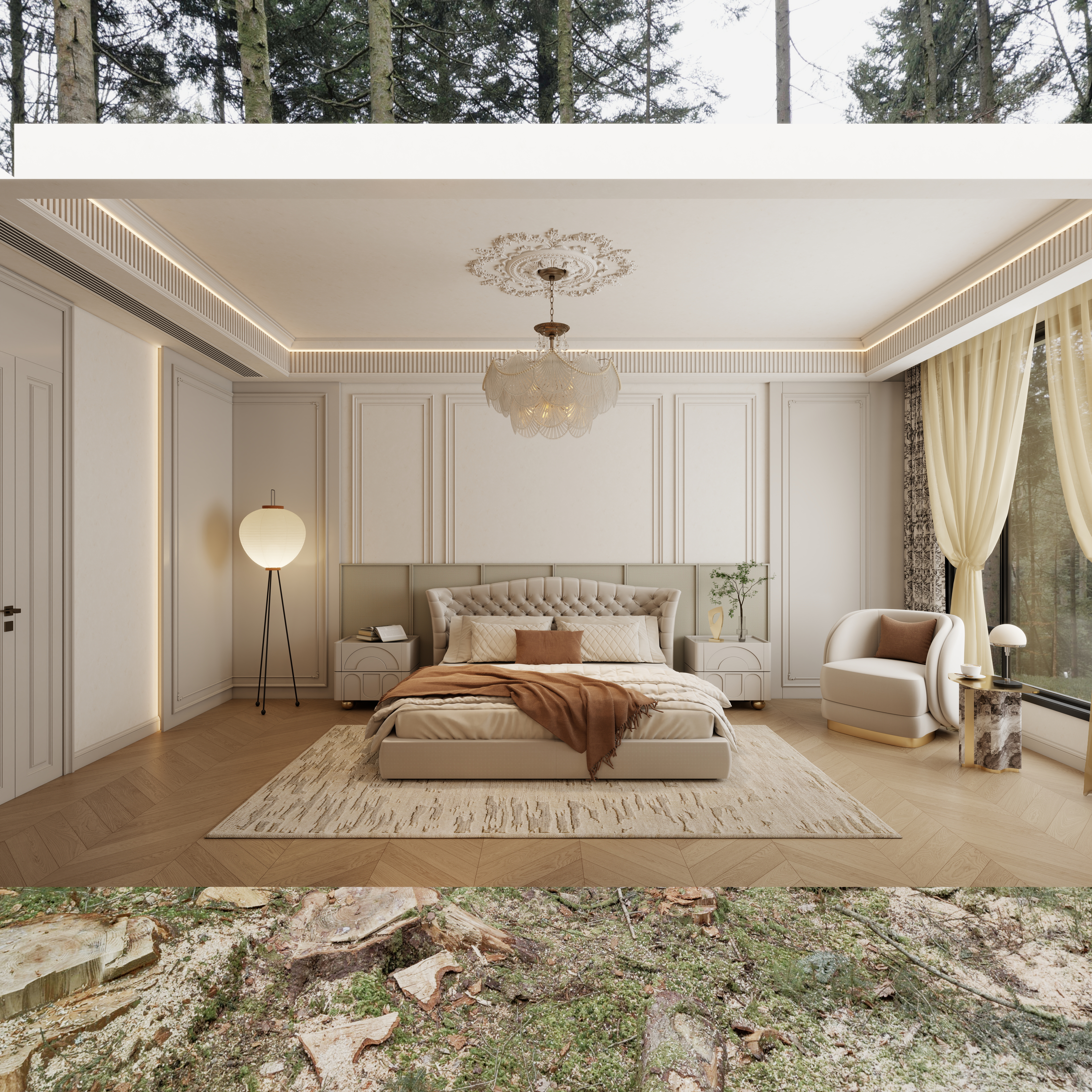 孙有权-『2025-10』23平丨法式卧室一层主卧装修效果图第1张