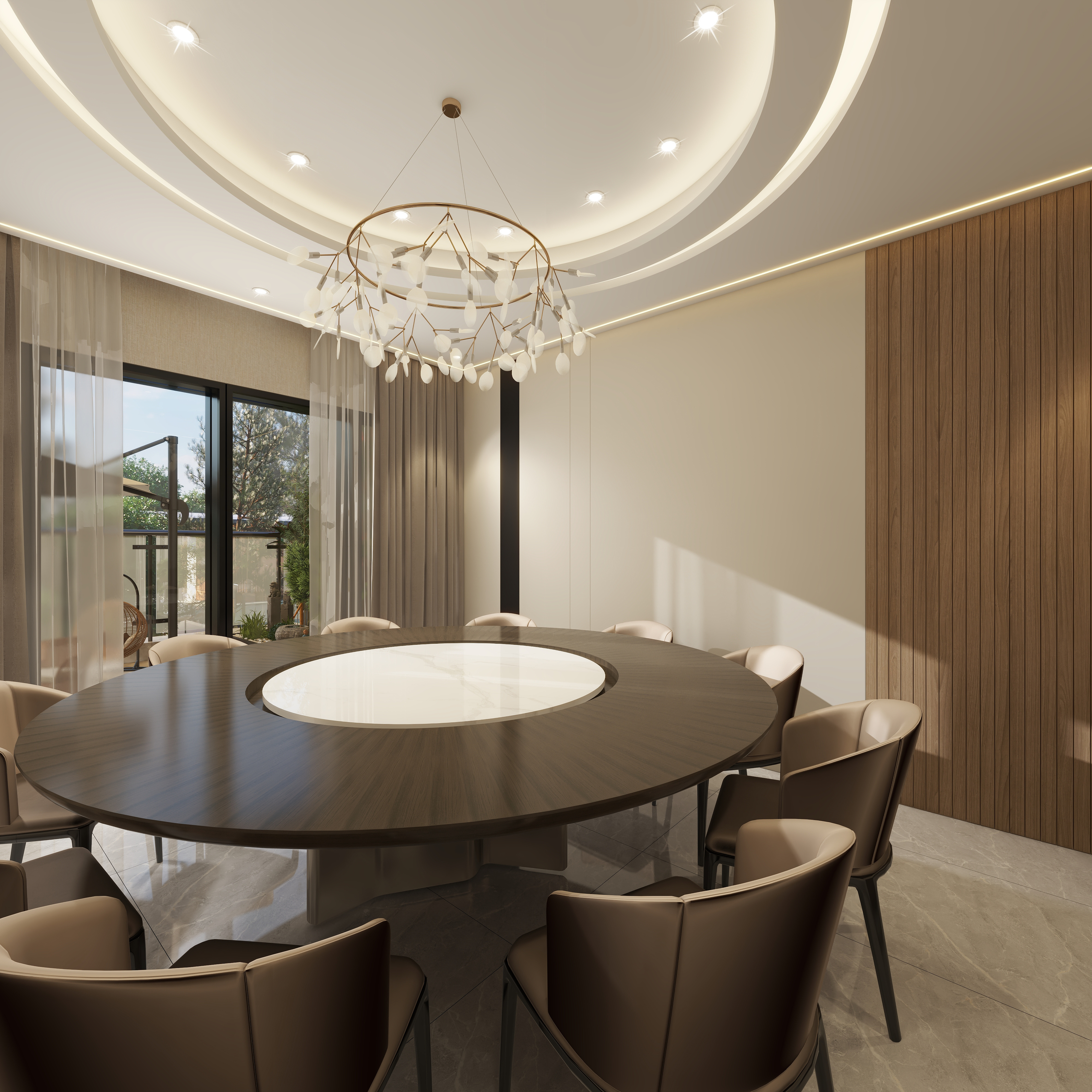 设计师珂源-金地悦海湾新中式360㎡茶楼三层包厢装修效果图第3张