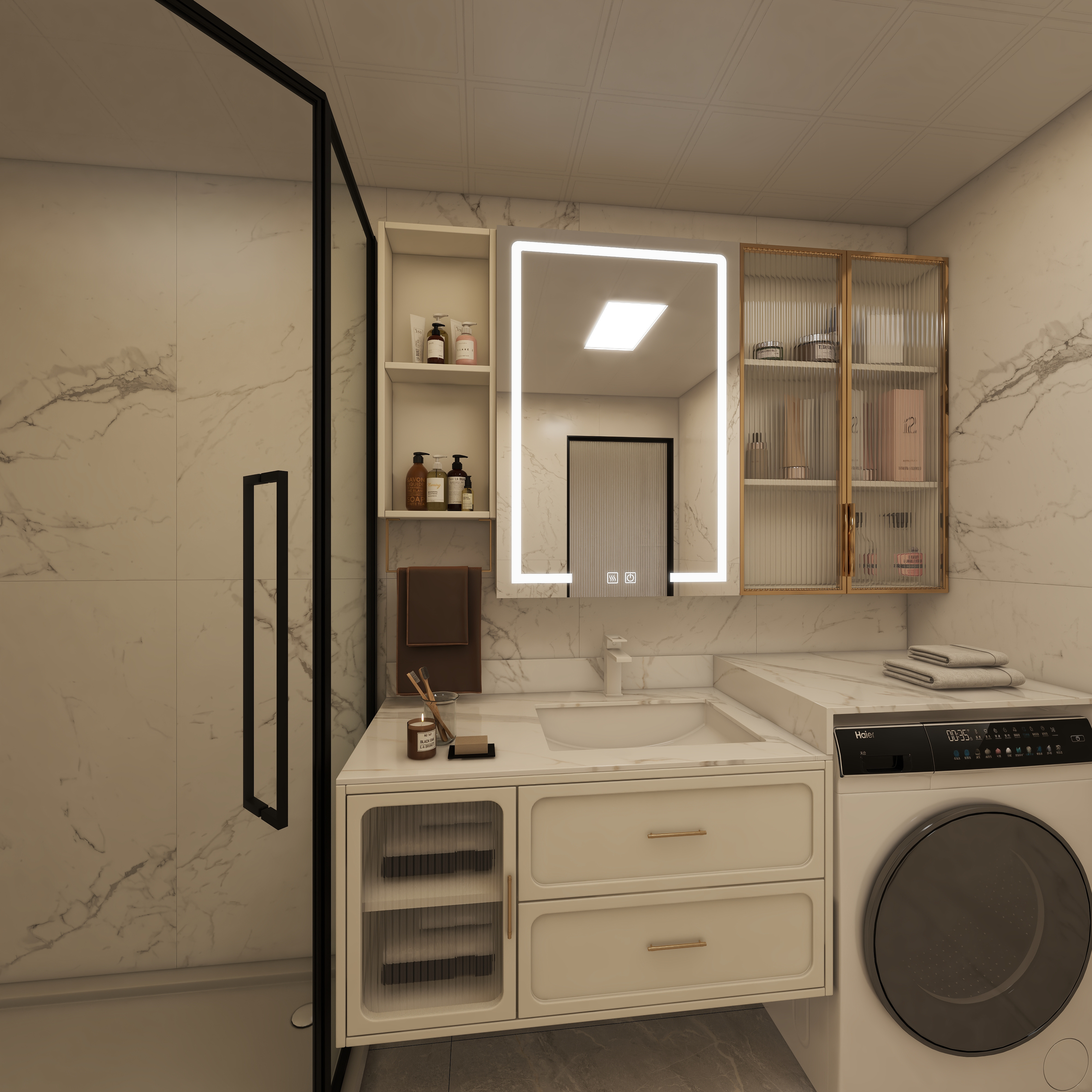 设计师珂源-金地悦海湾新中式360㎡茶楼二层卫生间装修效果图第4张