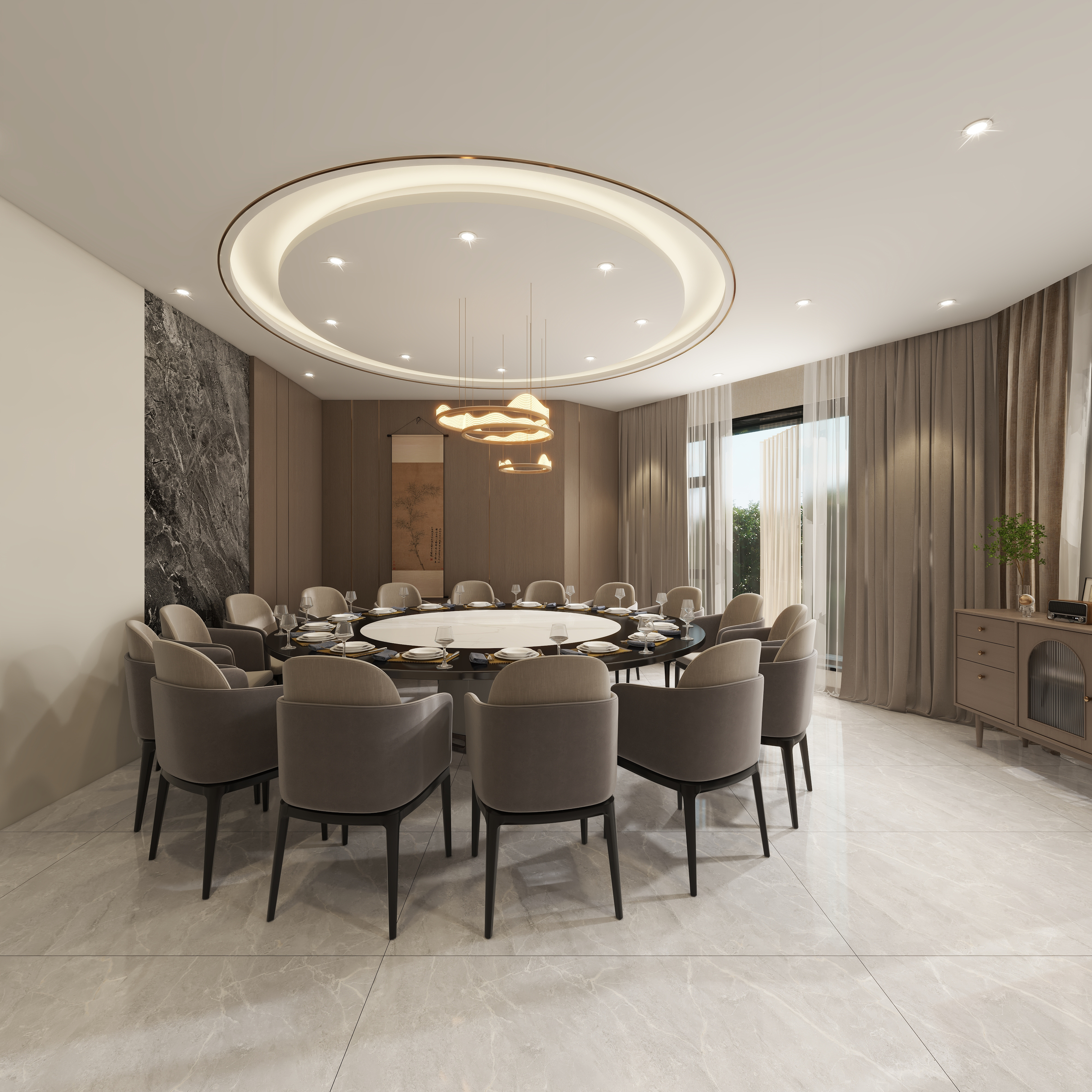 设计师珂源-金地悦海湾新中式360㎡茶楼三层包厢装修效果图第4张