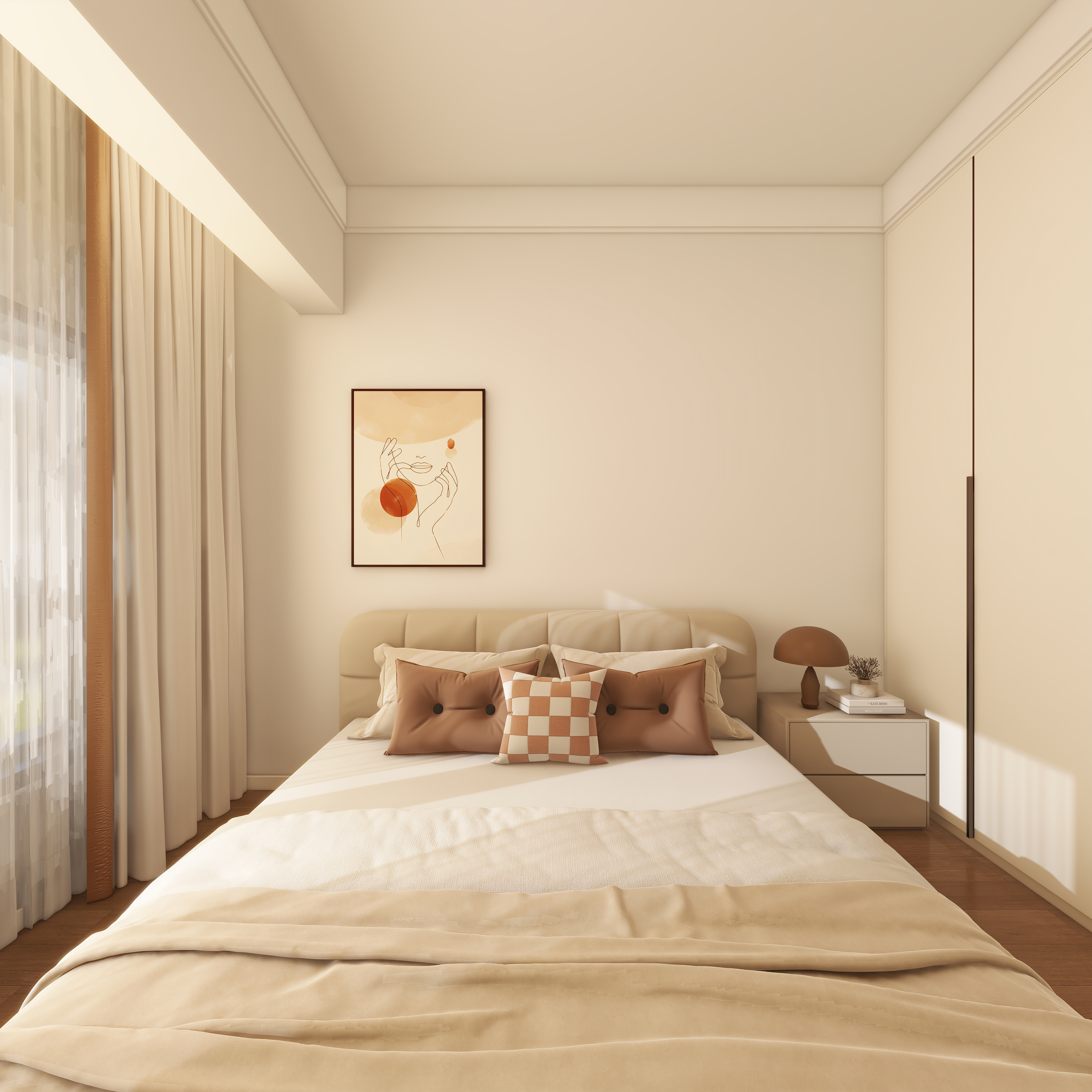 设计师珂源-金地悦海湾新中式360㎡茶楼二层卧室装修效果图第3张