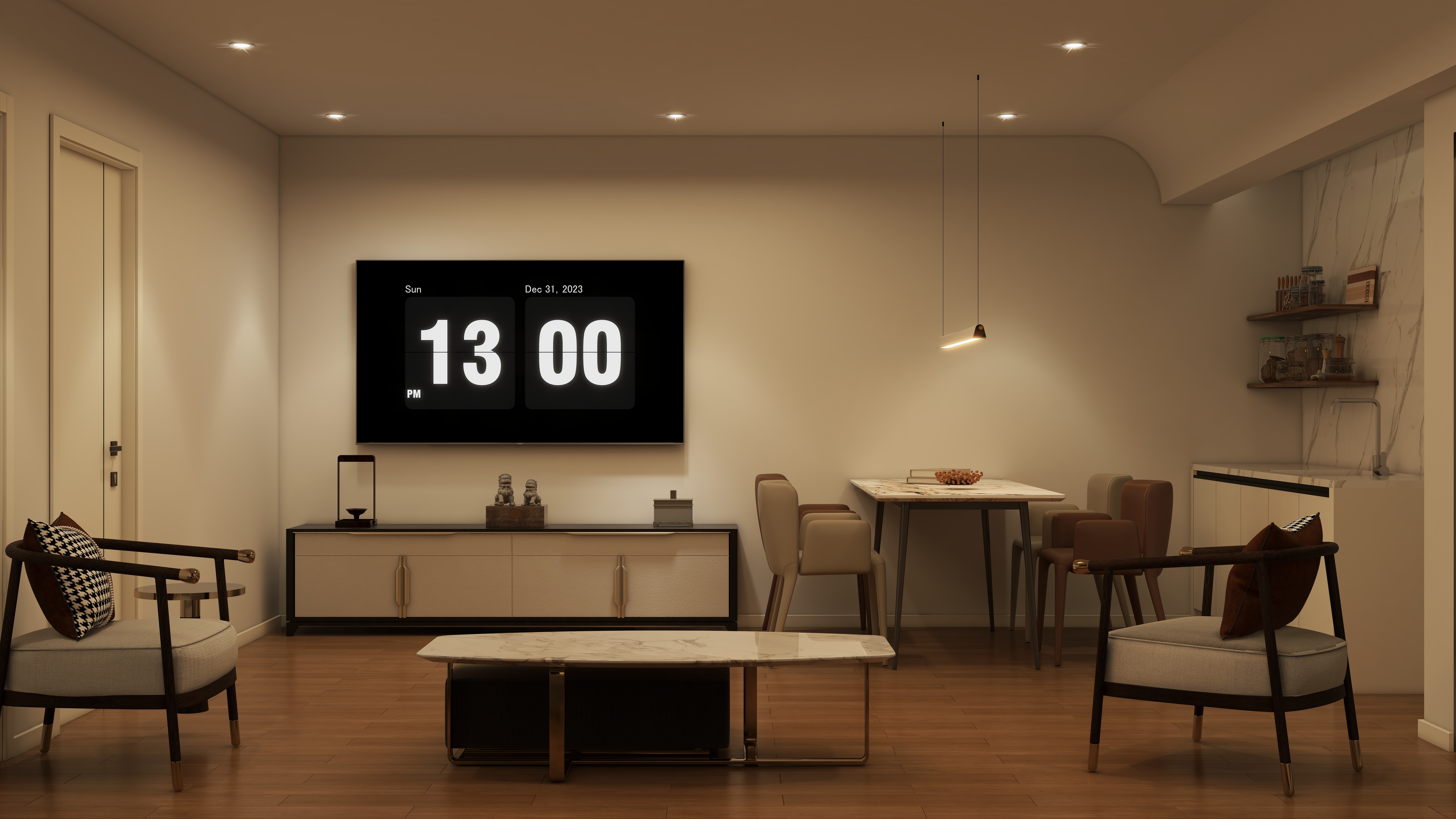 设计师珂源-金地悦海湾新中式360㎡茶楼二层起居室装修效果图第1张