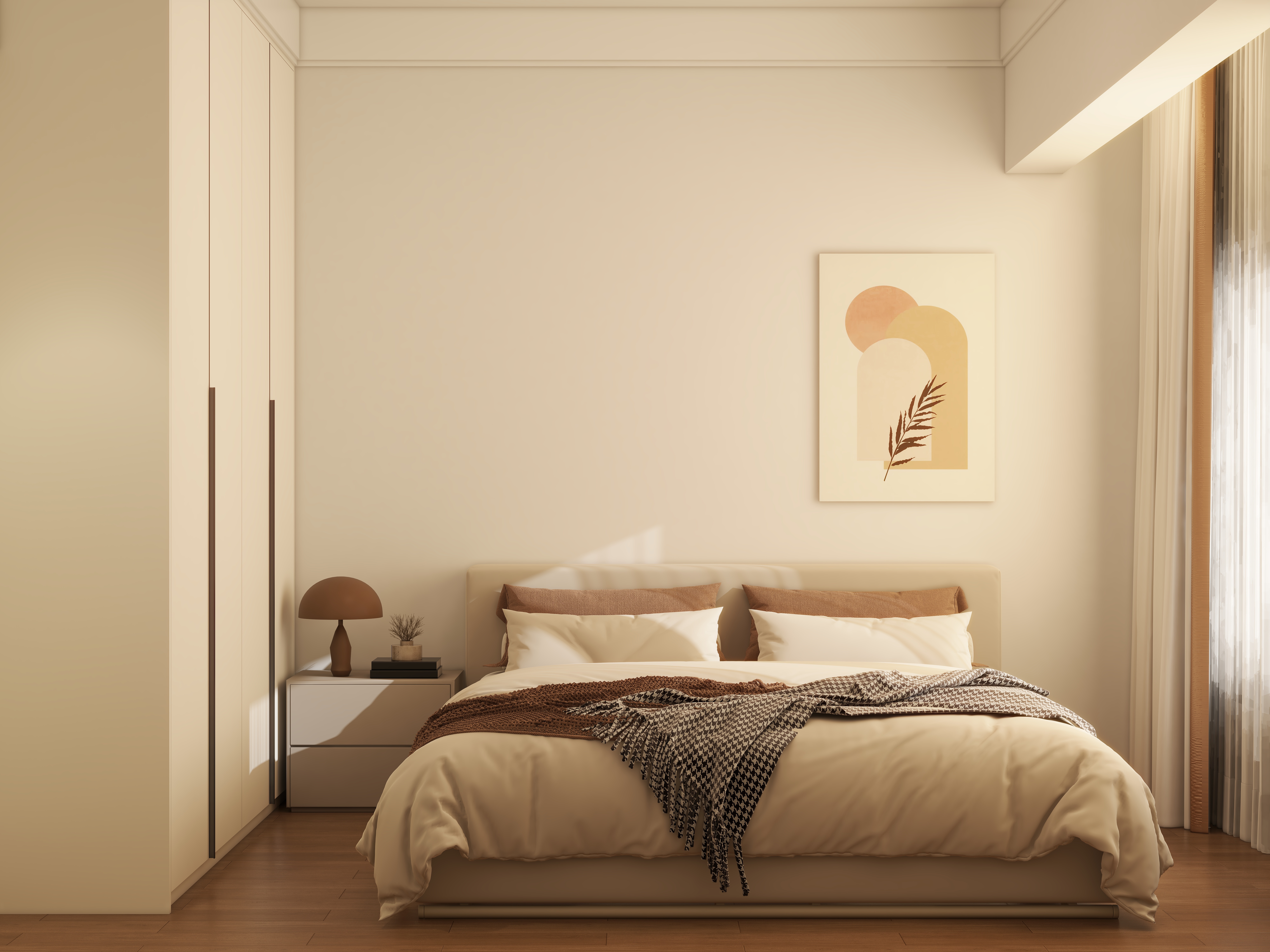 设计师珂源-金地悦海湾新中式360㎡茶楼二层卧室装修效果图第1张