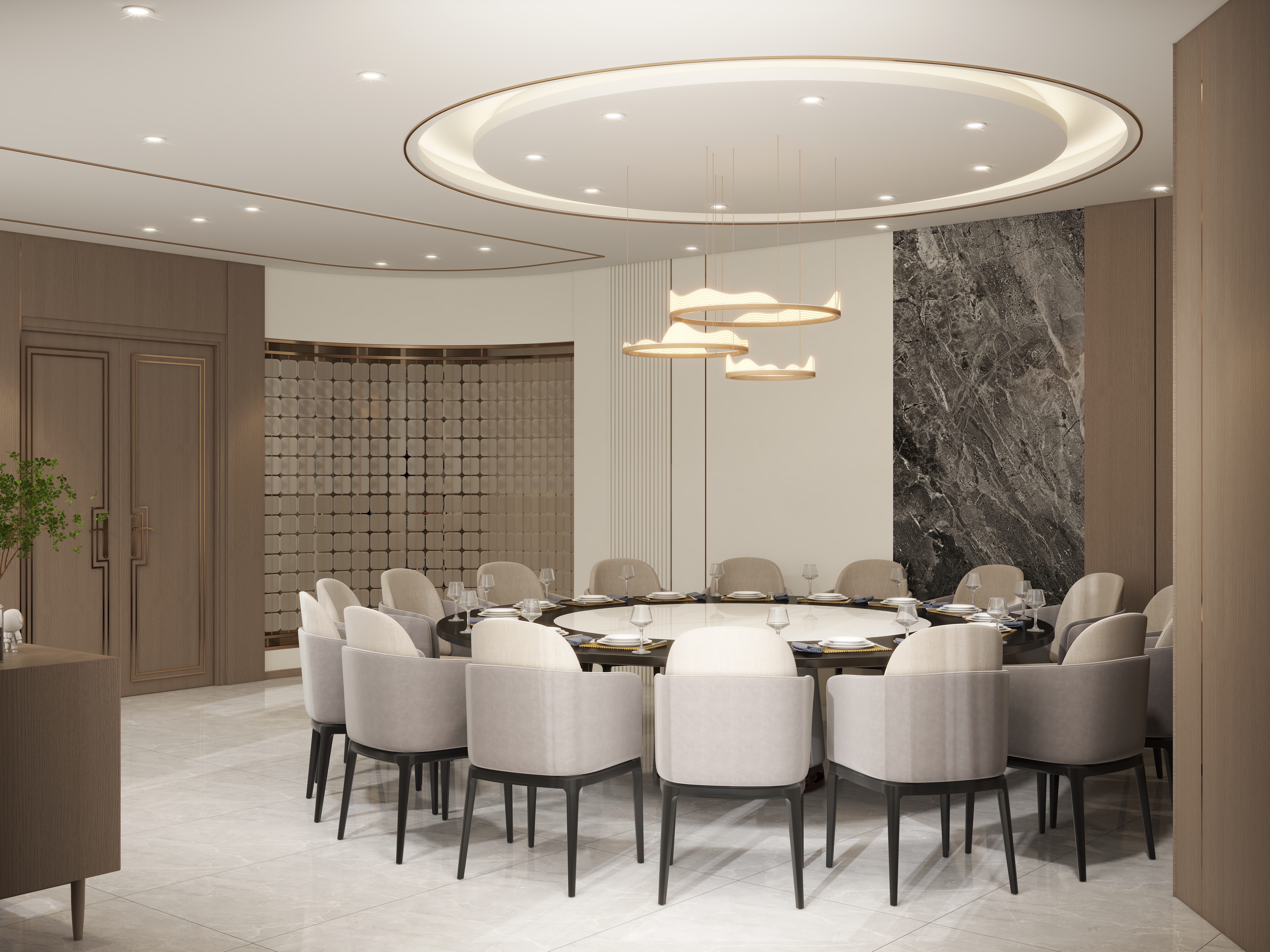 设计师珂源-金地悦海湾新中式360㎡茶楼三层包厢装修效果图第2张