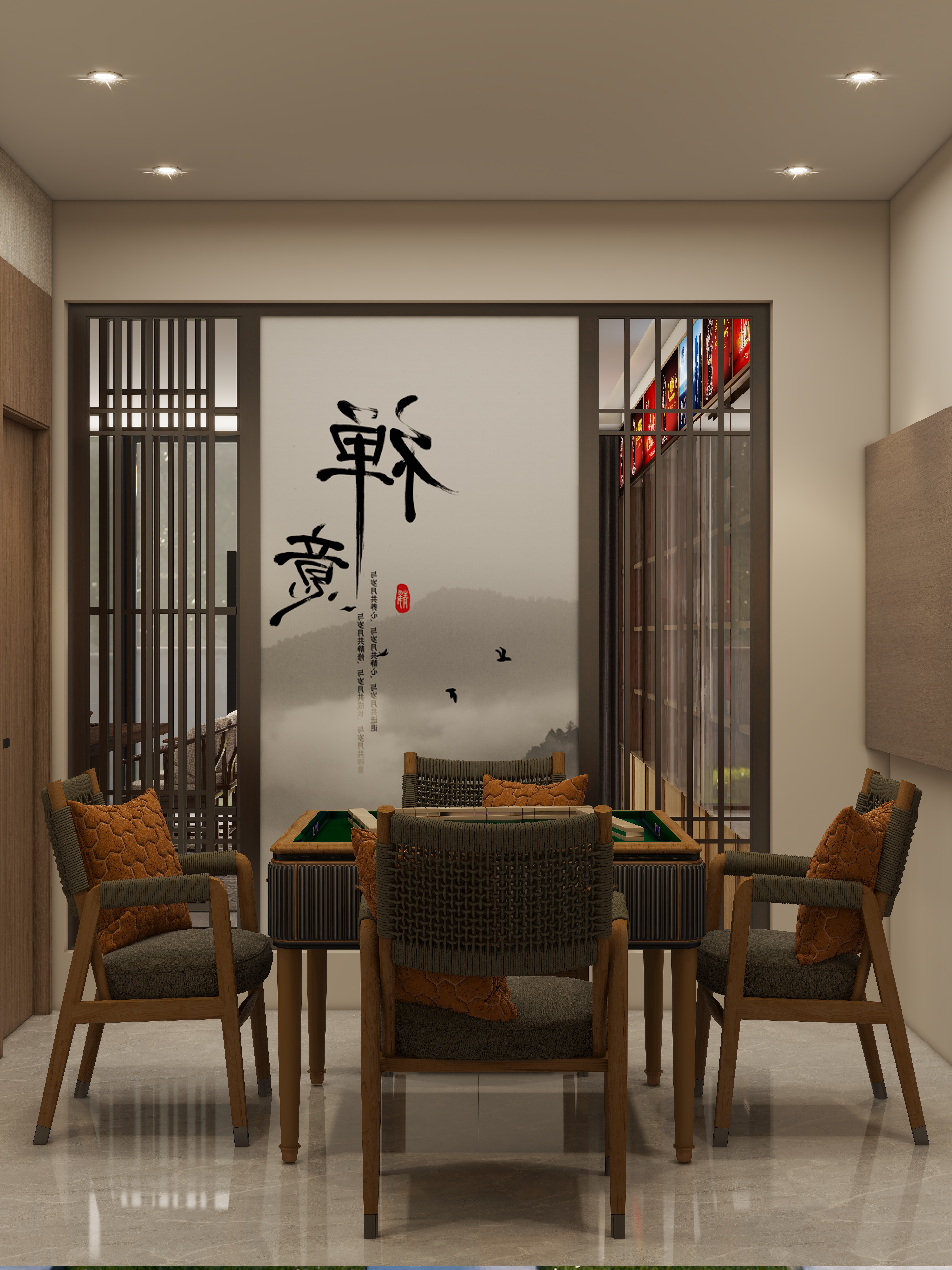 设计师珂源-金地悦海湾新中式360㎡茶楼一层包厢装修效果图第2张