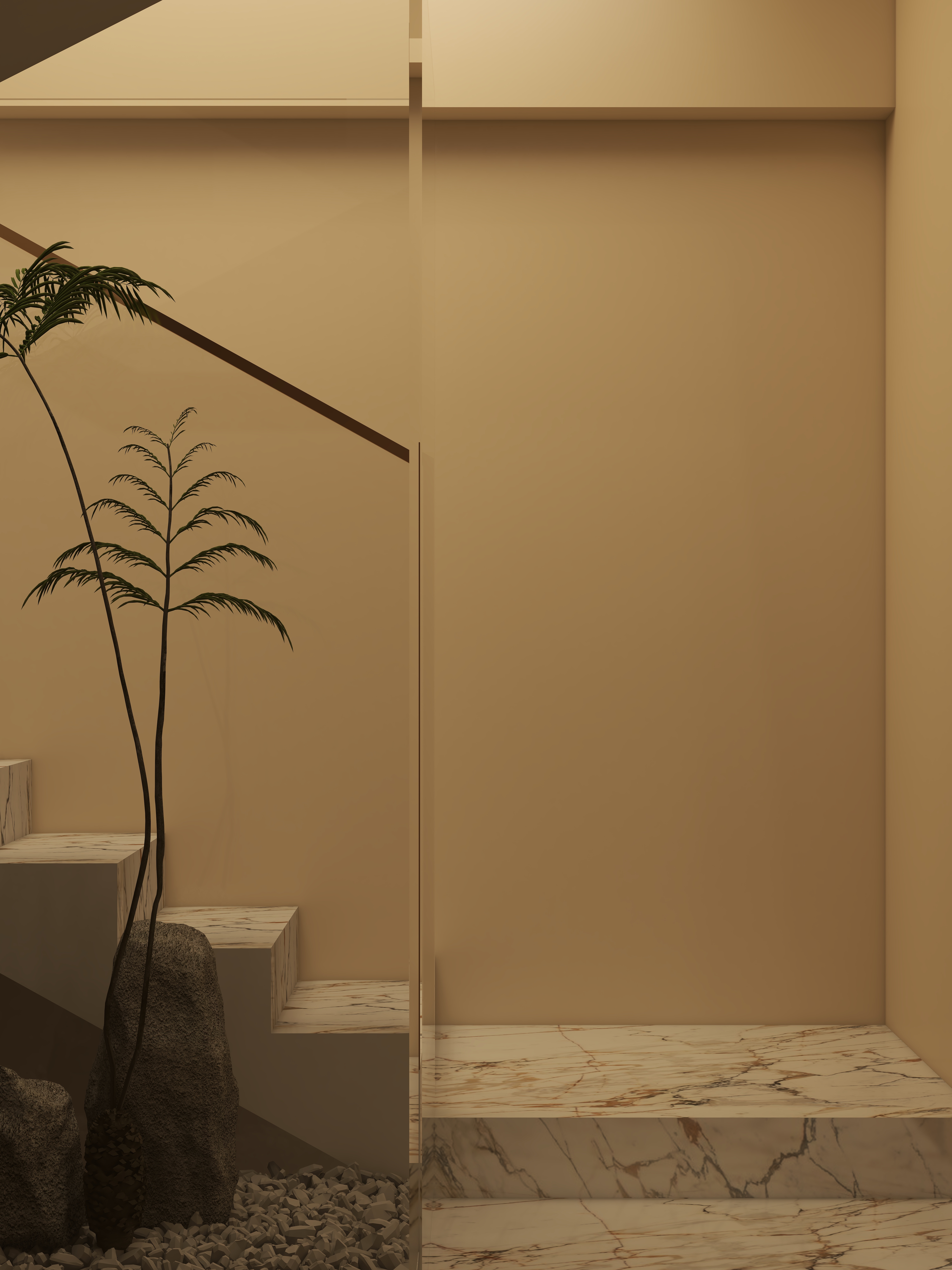 设计师珂源-金地悦海湾新中式360㎡茶楼二层楼梯间装修效果图第2张