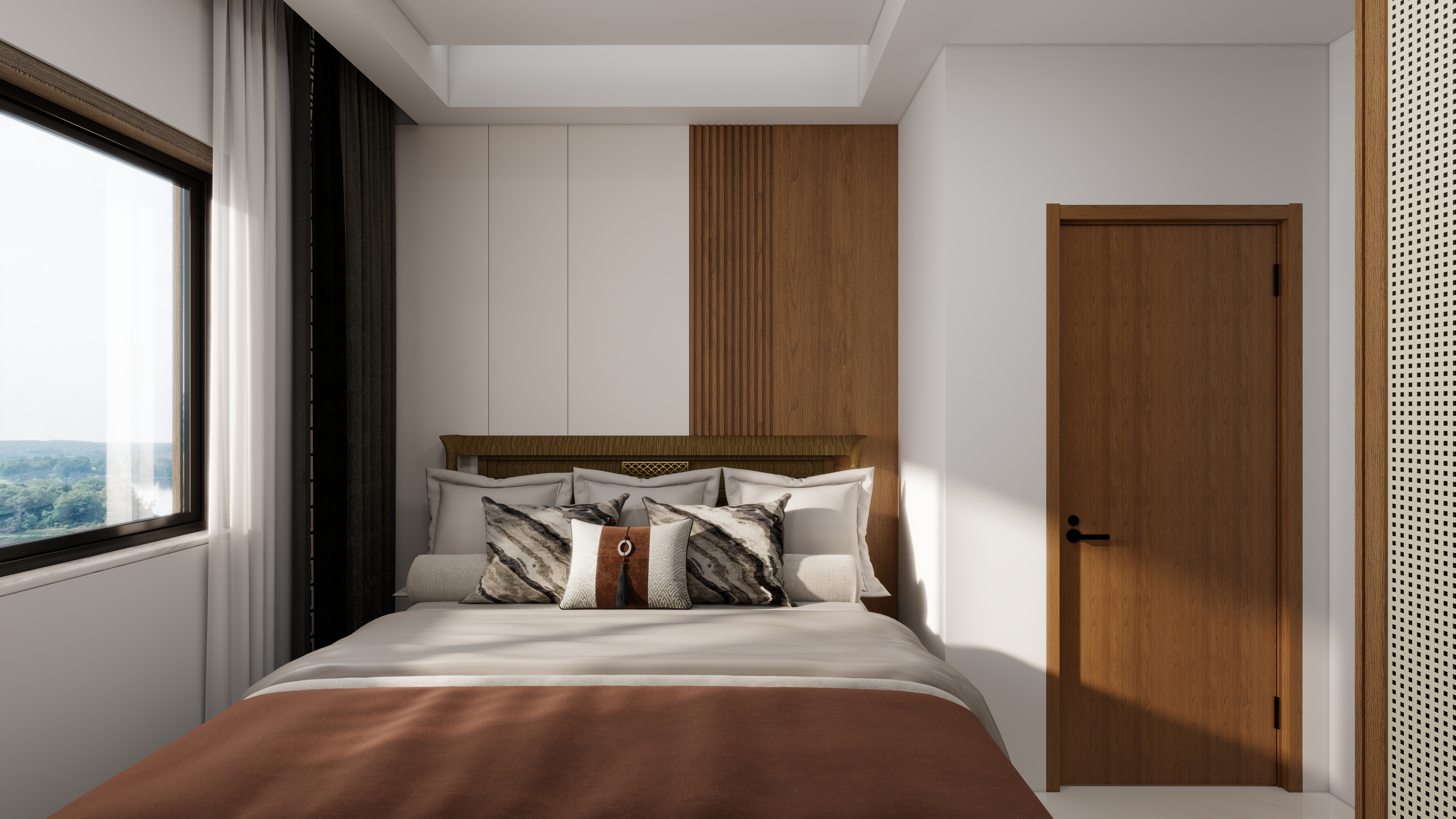 珈源工作室-西安小区一层次卧装修效果图第2张