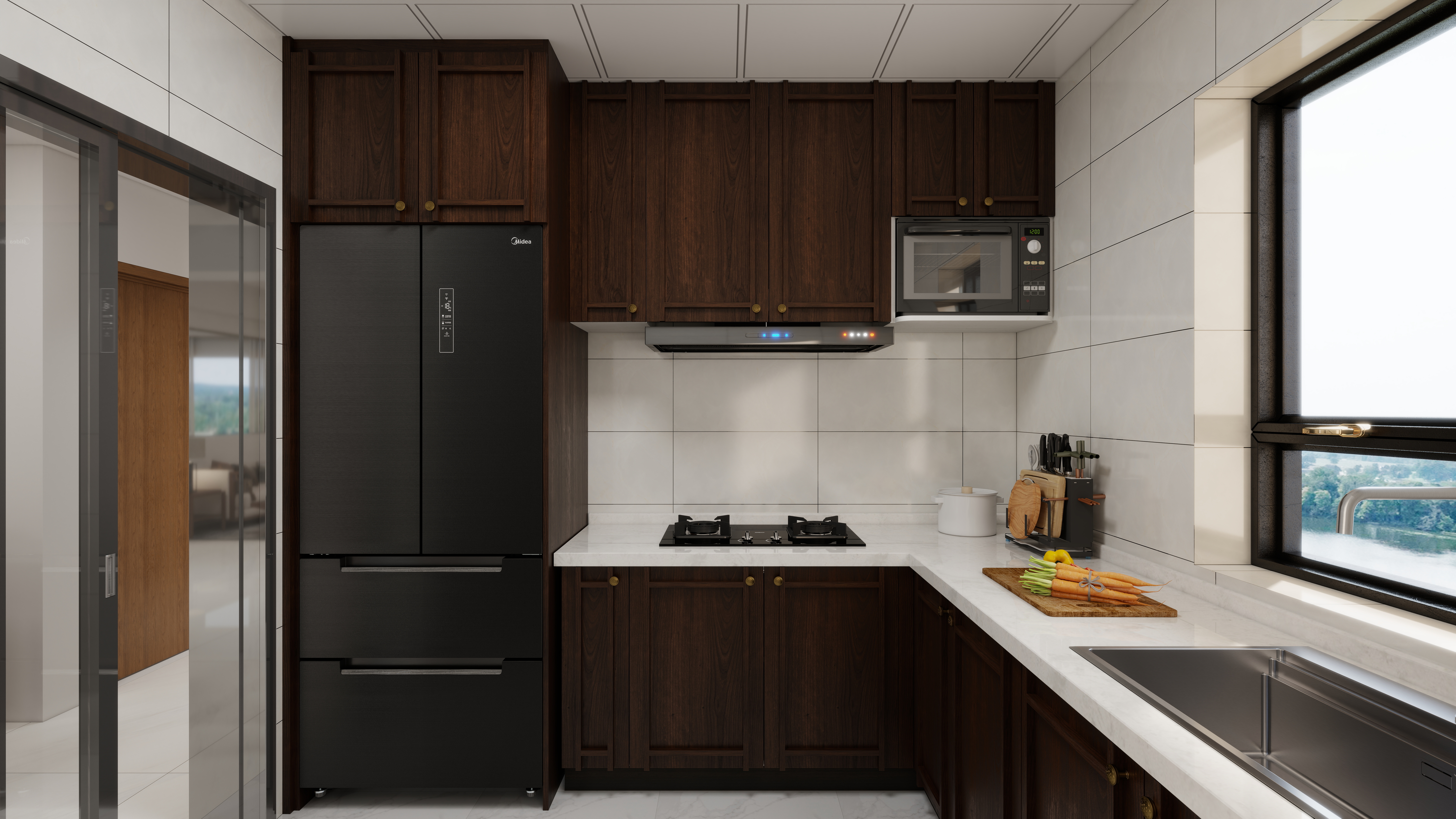 珈源工作室-西安小区一层厨房装修效果图第1张