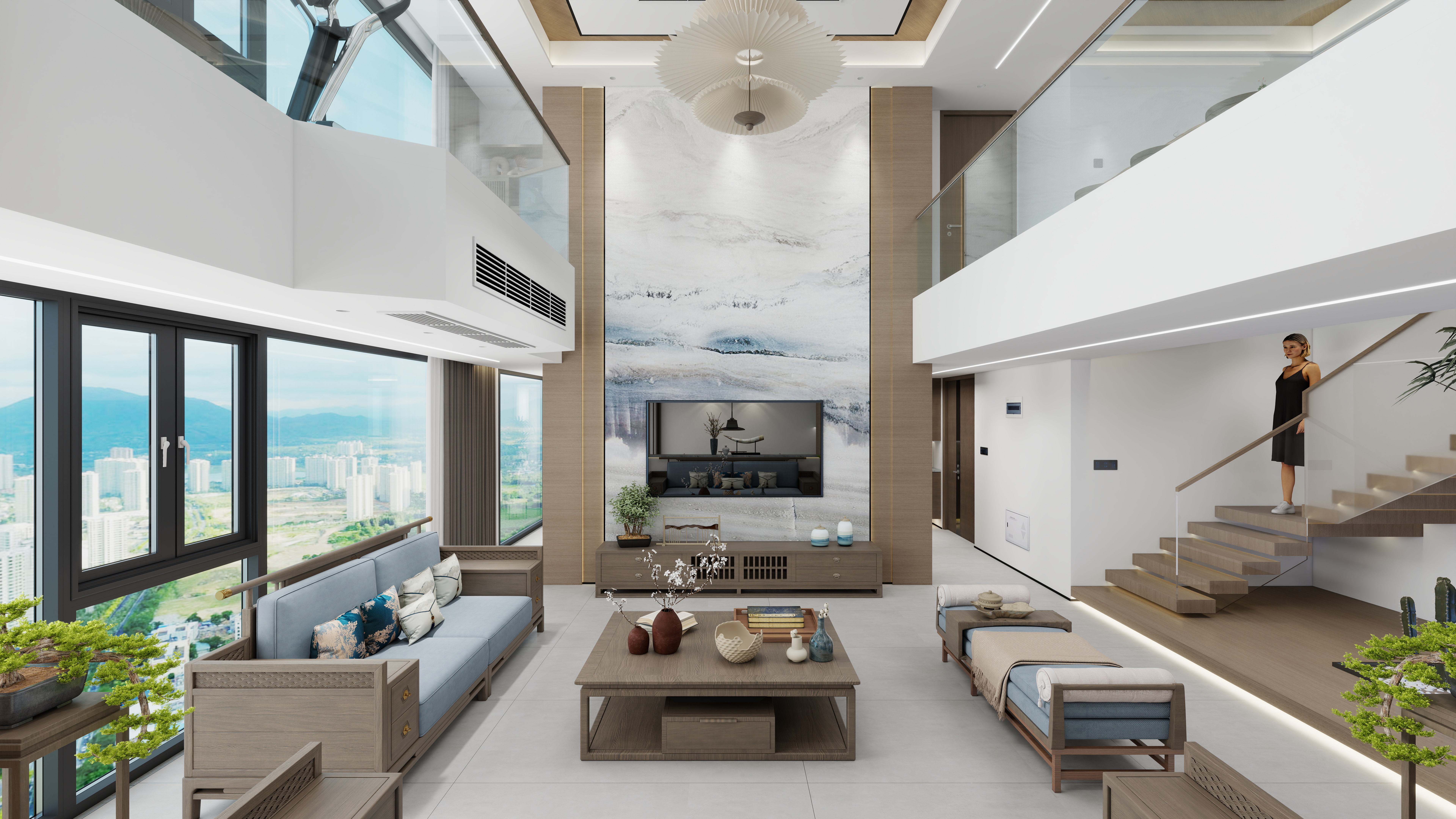 神马云在线-自建房。复式一层会客厅装修效果图第3张