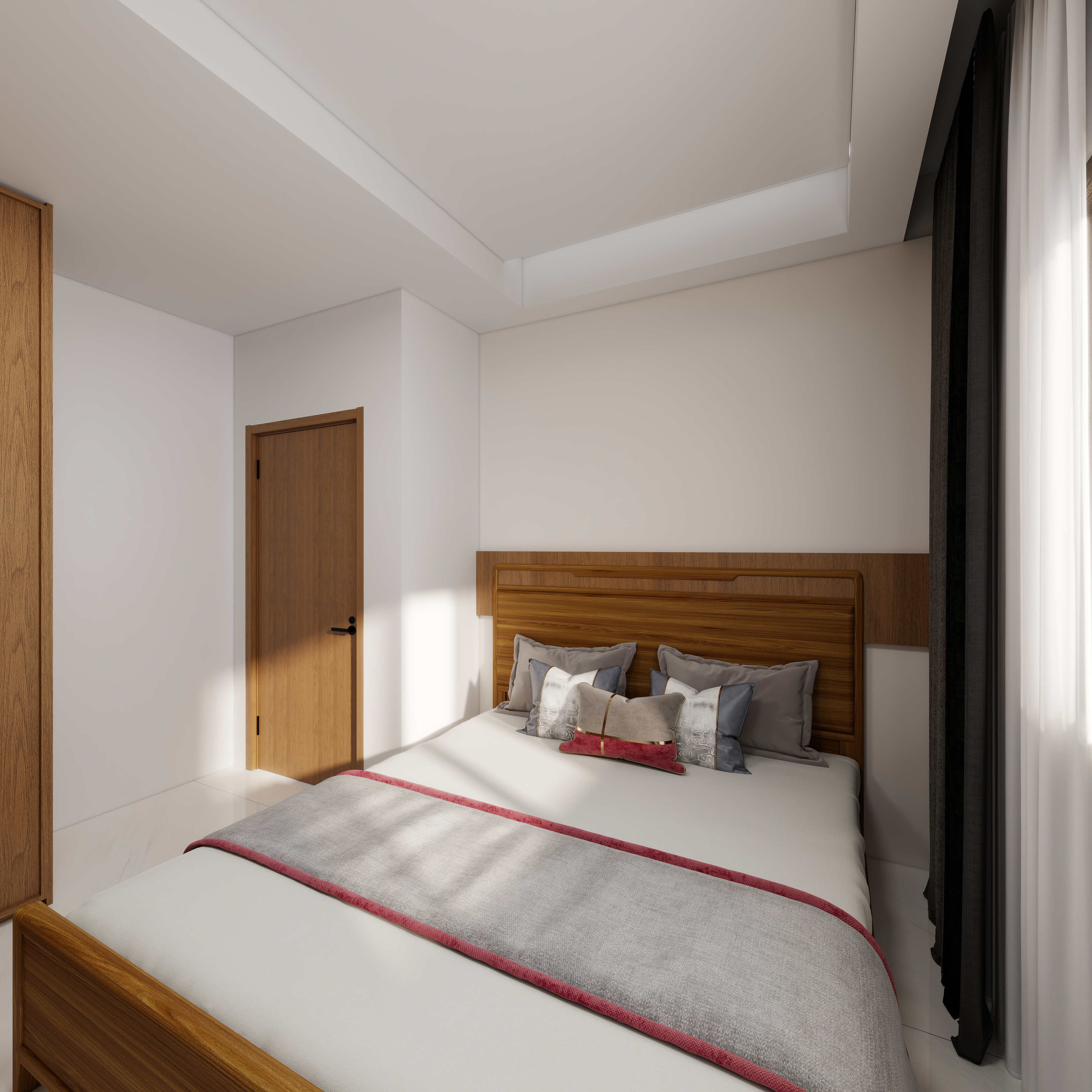 珈源工作室-西安小区一层次卧装修效果图第3张