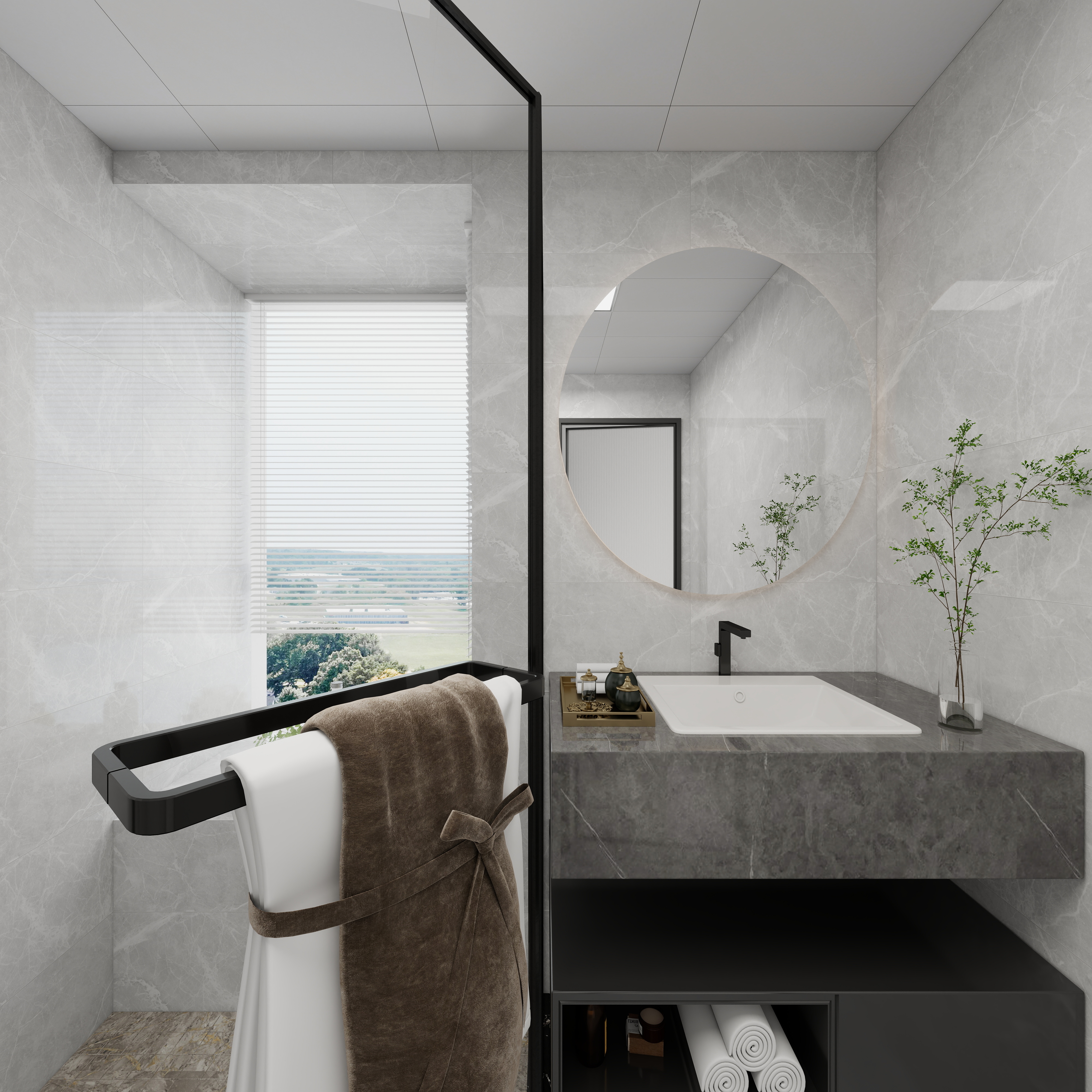 王世华-华发四季峰景四期现代简约99㎡3室一层主卫装修效果图第4张