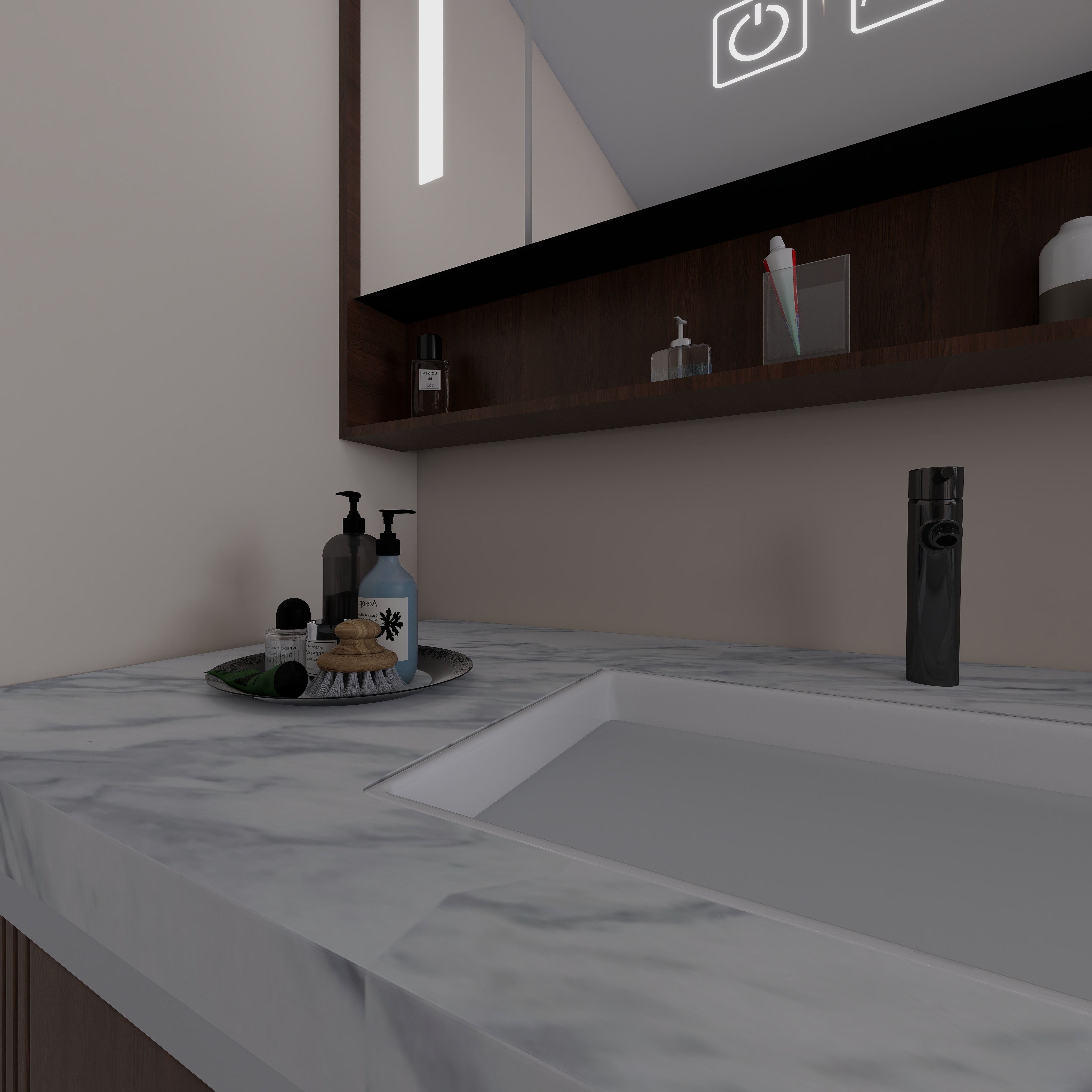 丁光辉-侘寂中古风150㎡4室一层卫生间1装修效果图第5张