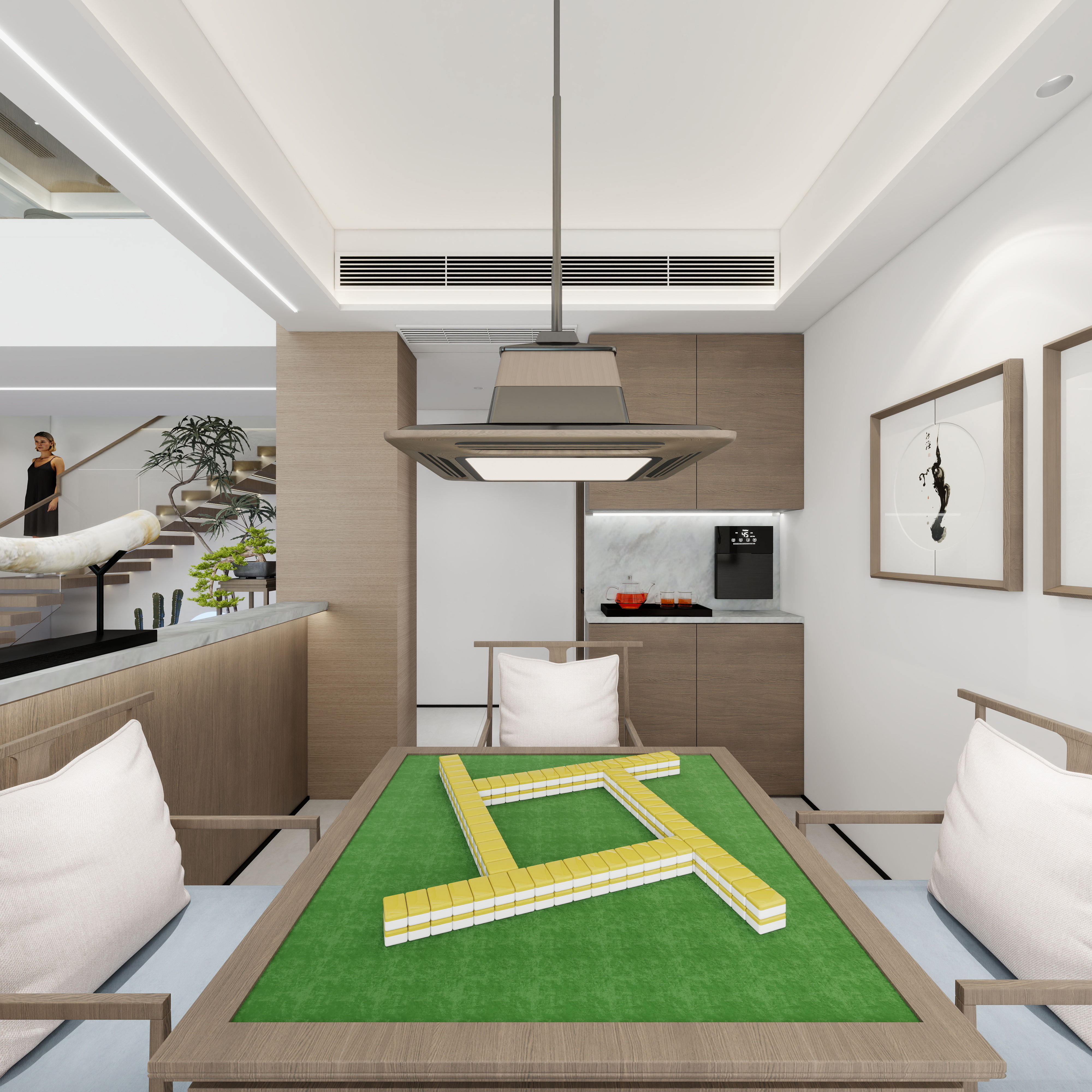 神马云在线-自建房。复式一层麻将室装修效果图第3张