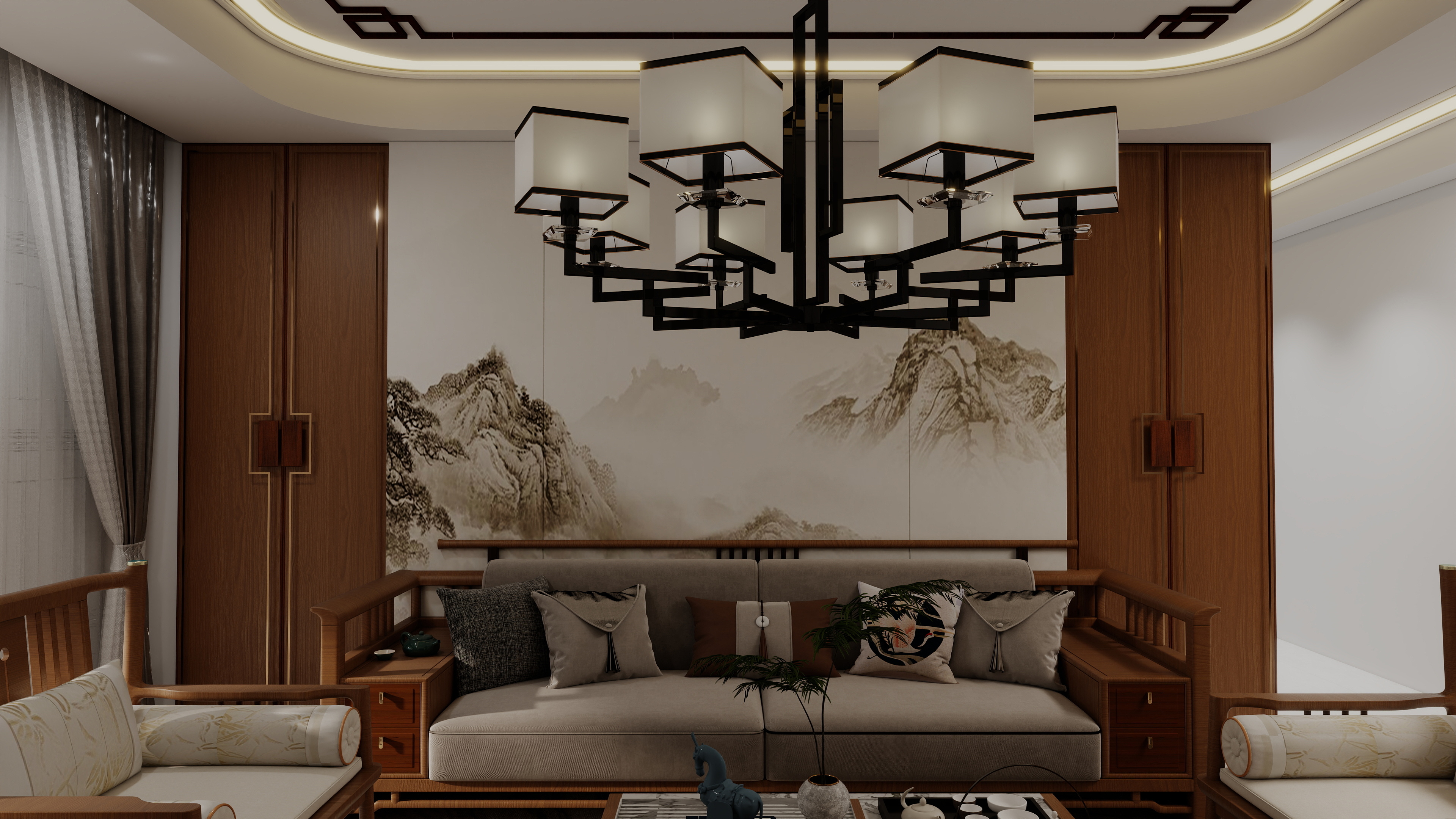 珈源工作室-杭州小区新中式装修效果图