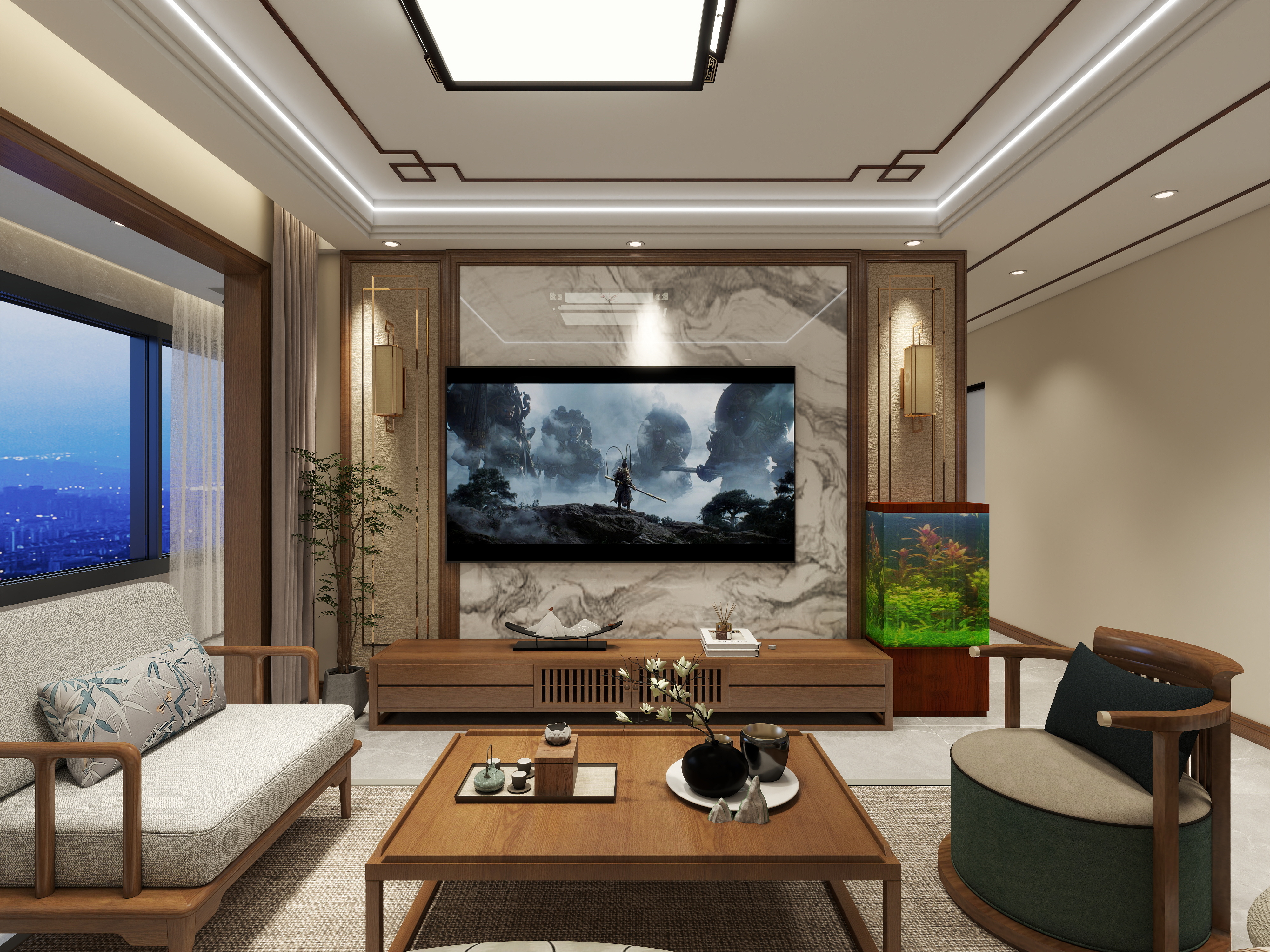 精品设计师zhh-新中式126平方三居室-装修设计方案