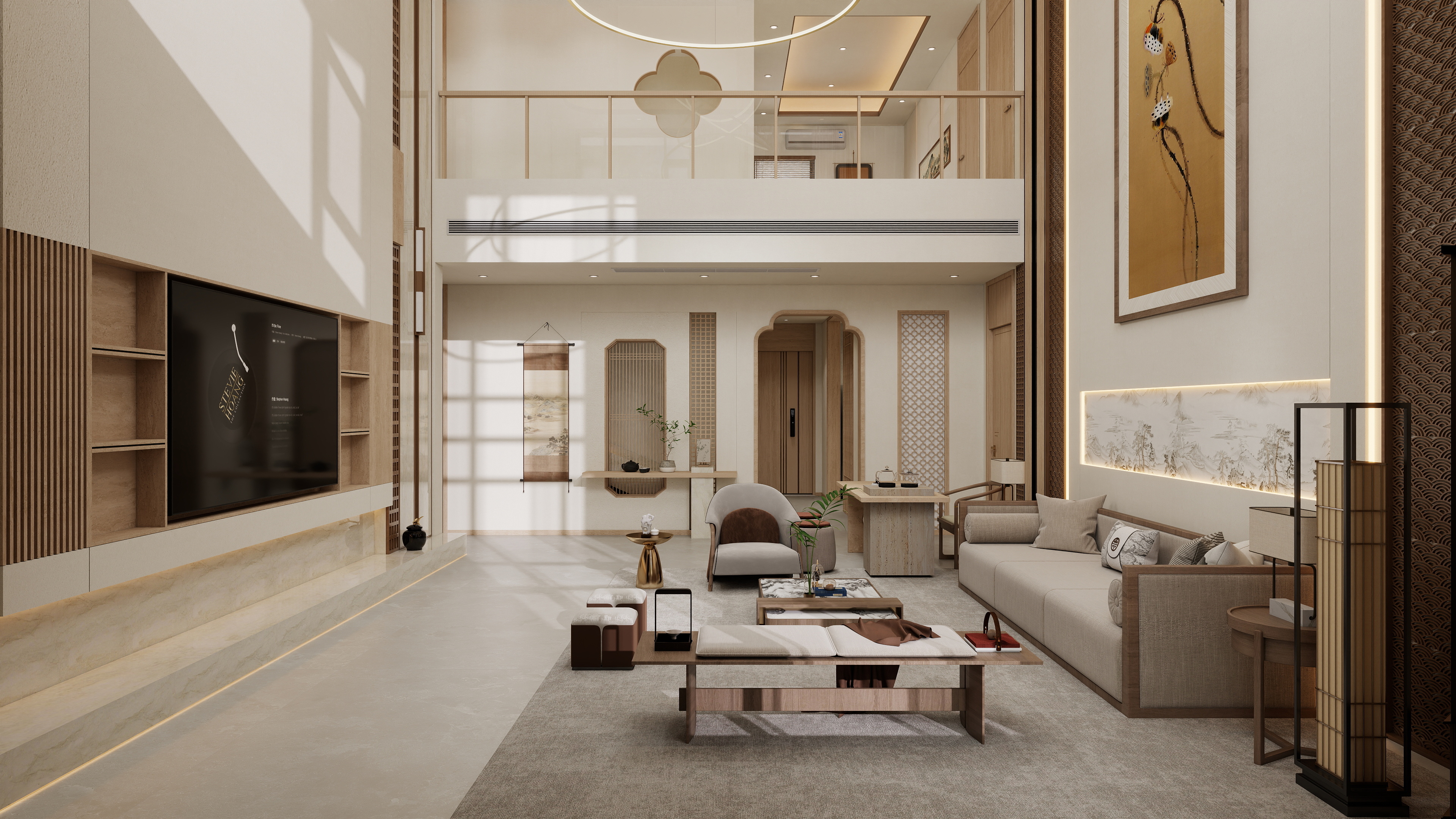 张煜强煜境设计-537平米简约宋氏中式自建别墅装修效果图