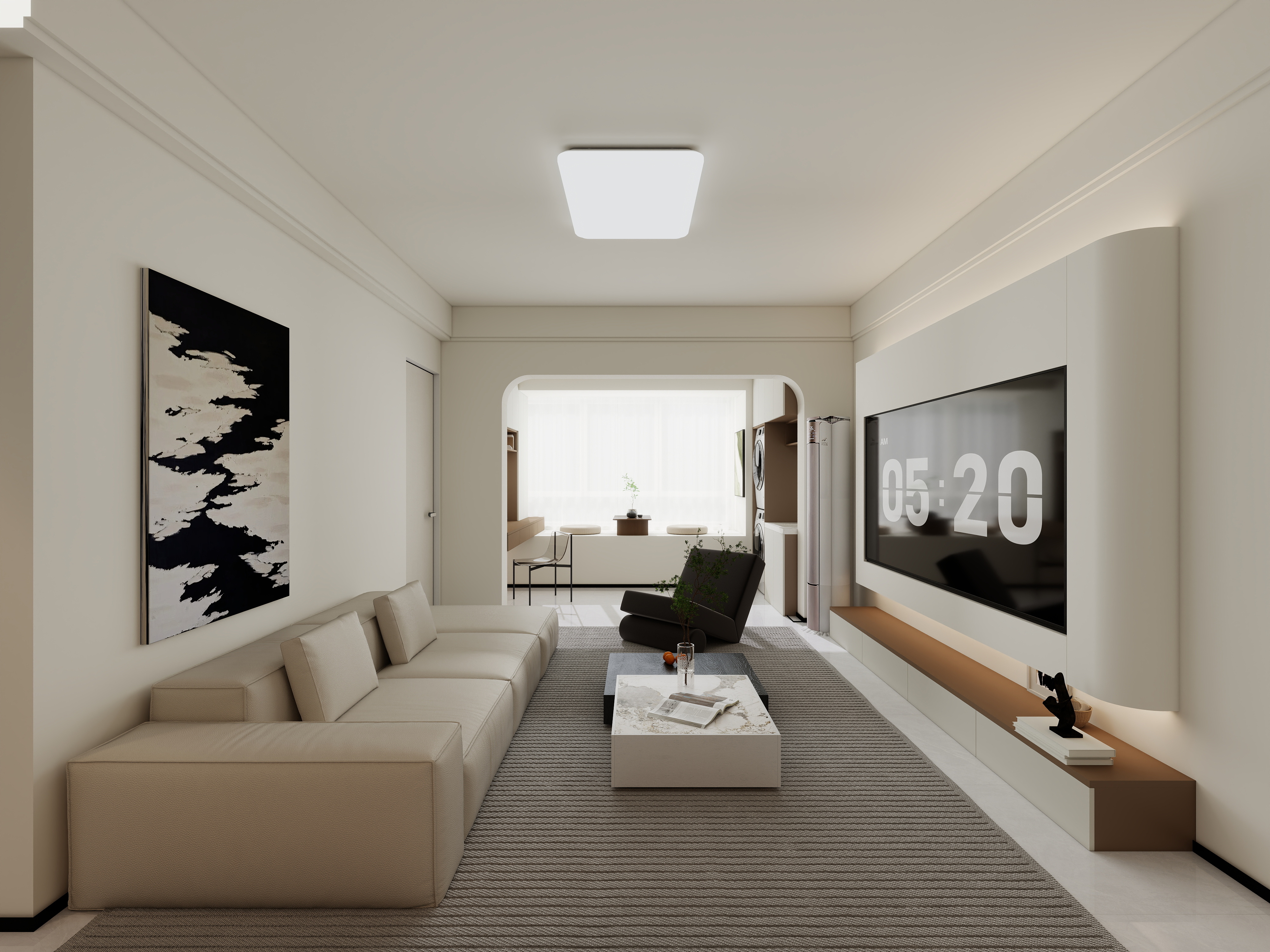 李青越-90平现代简约两居室装修效果图