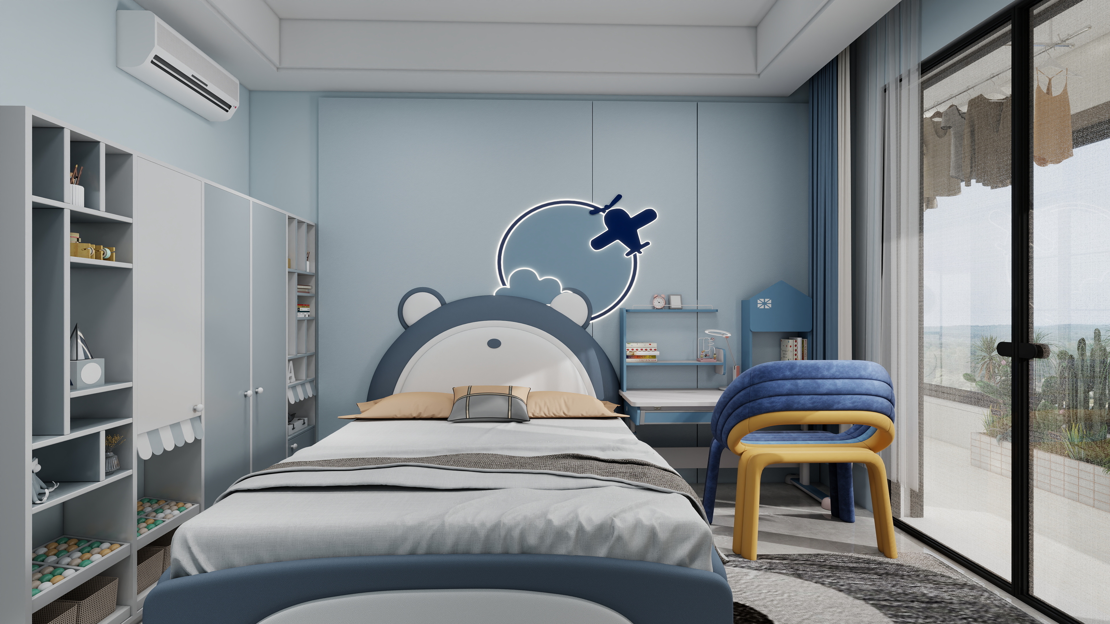 1372*OKbJ-广州华商职业学院 - 邵天杰一层儿童房装修效果图第2张