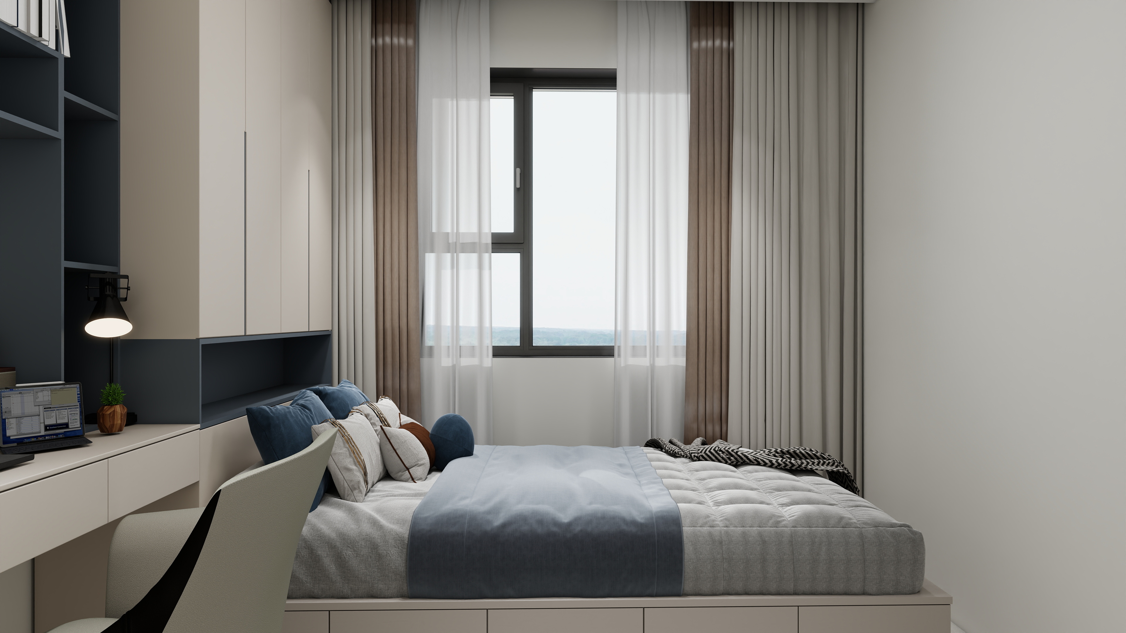 1372*OKbJ-广州华商职业学院 - 邵天杰一层次卧装修效果图第1张