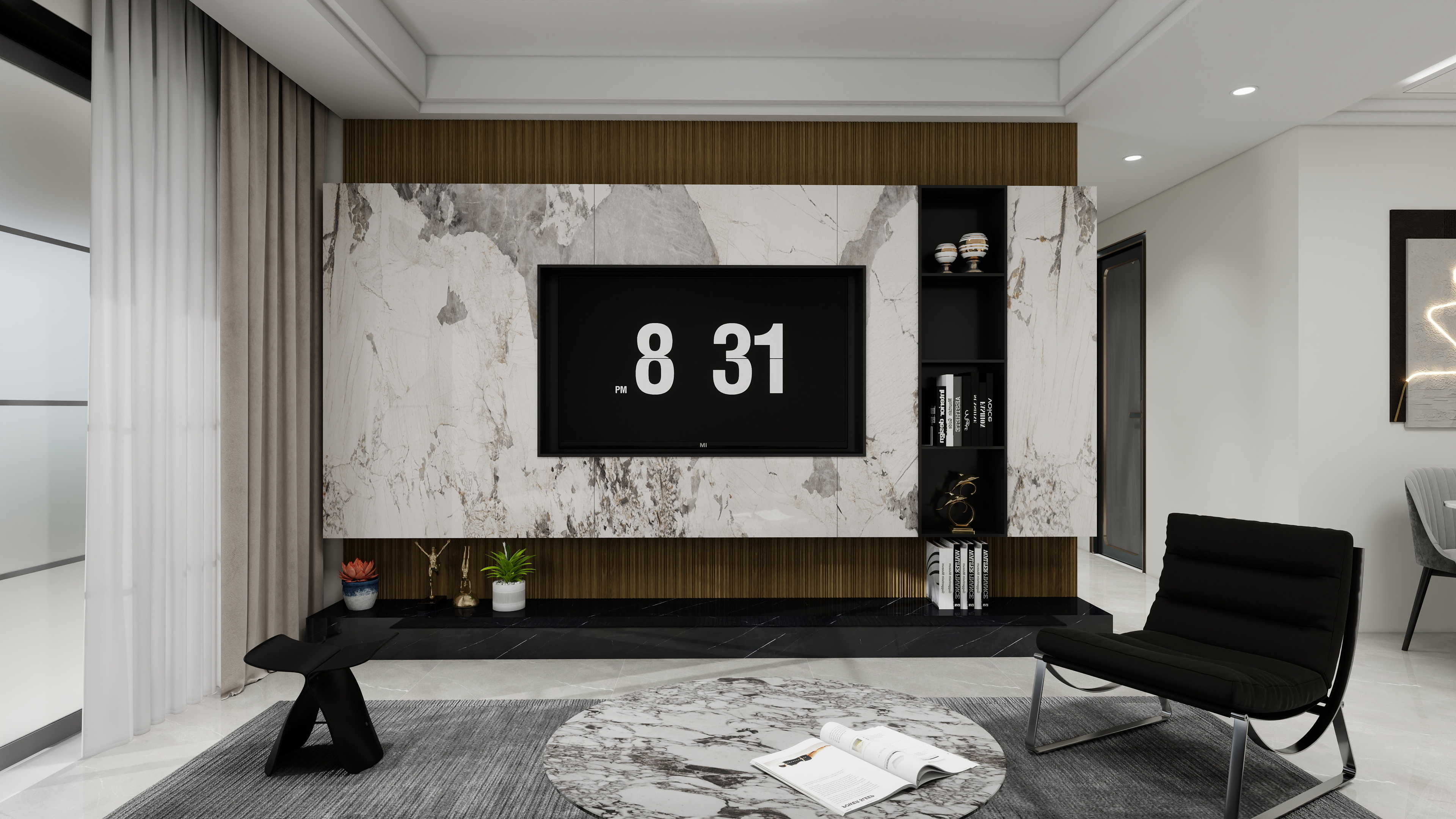 1372*OKbJ-广州华商职业学院 - 邵天杰一层客餐厅装修效果图第1张