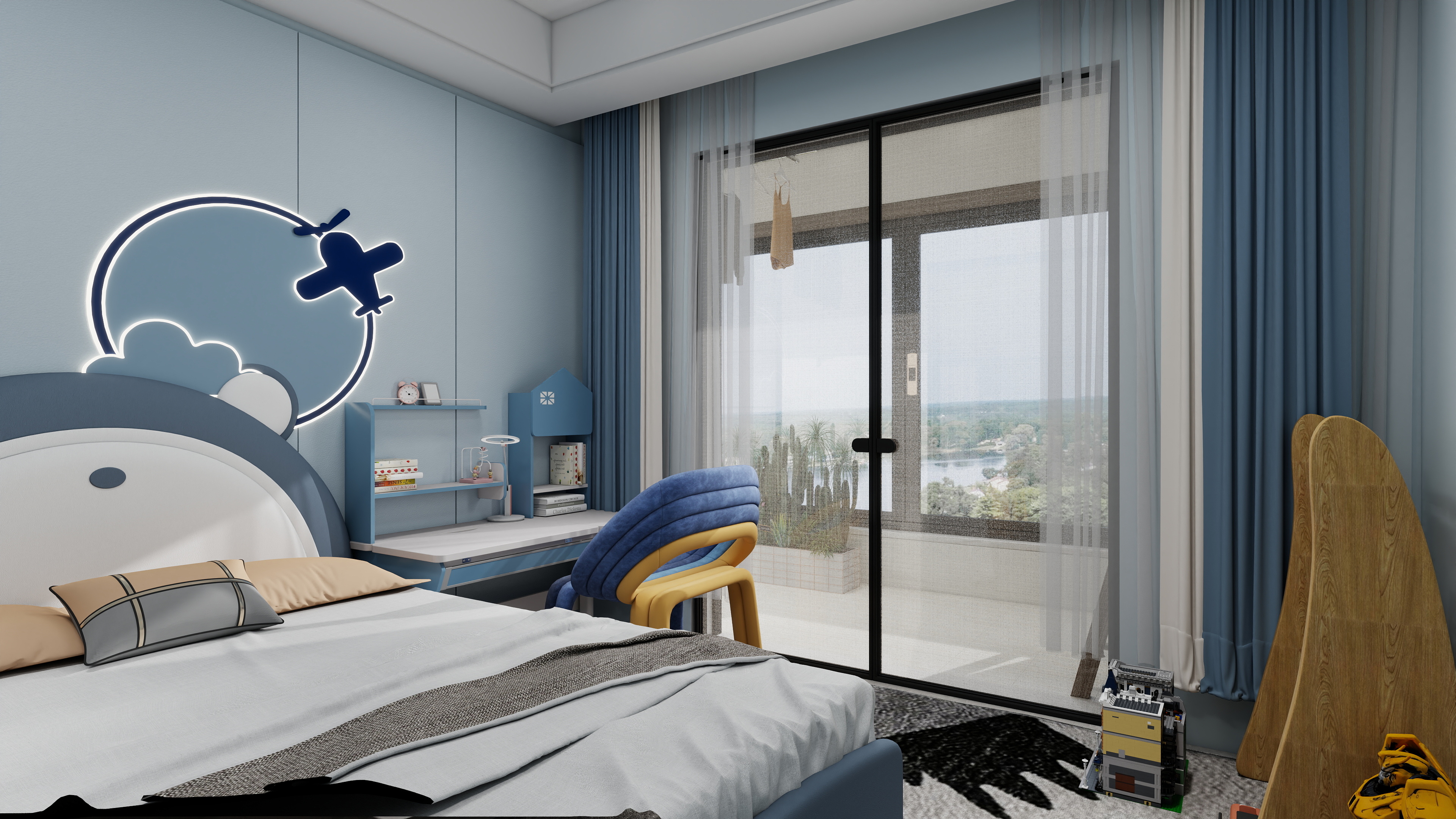 1372*OKbJ-广州华商职业学院 - 邵天杰一层儿童房装修效果图第3张