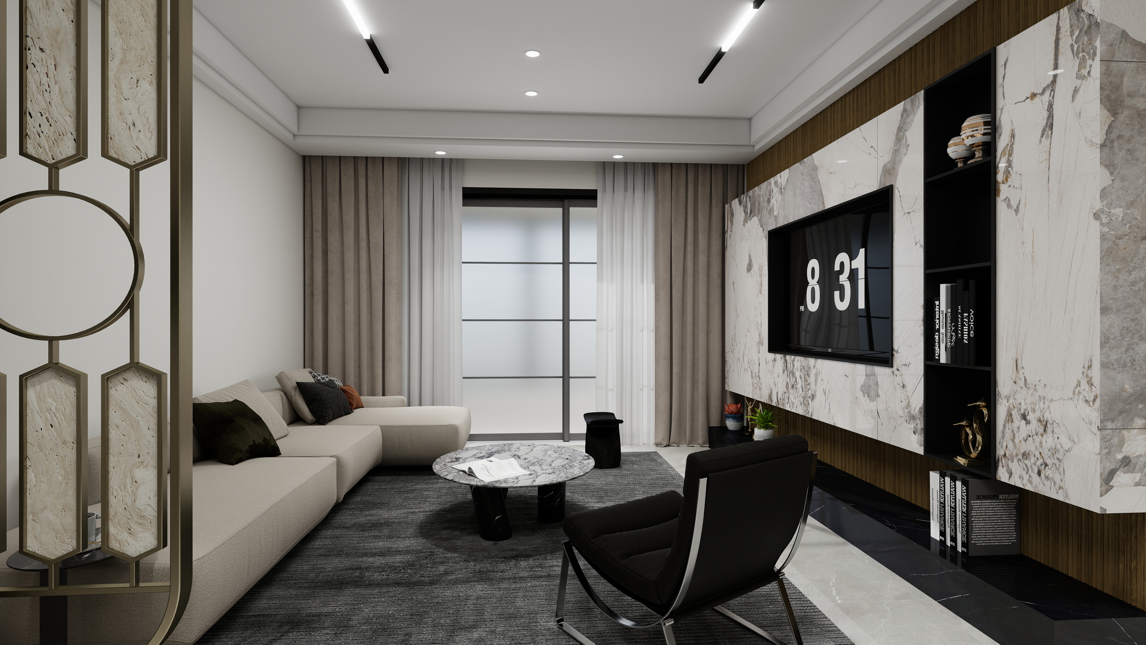 1372*OKbJ-广州华商职业学院 - 邵天杰一层客餐厅装修效果图第4张