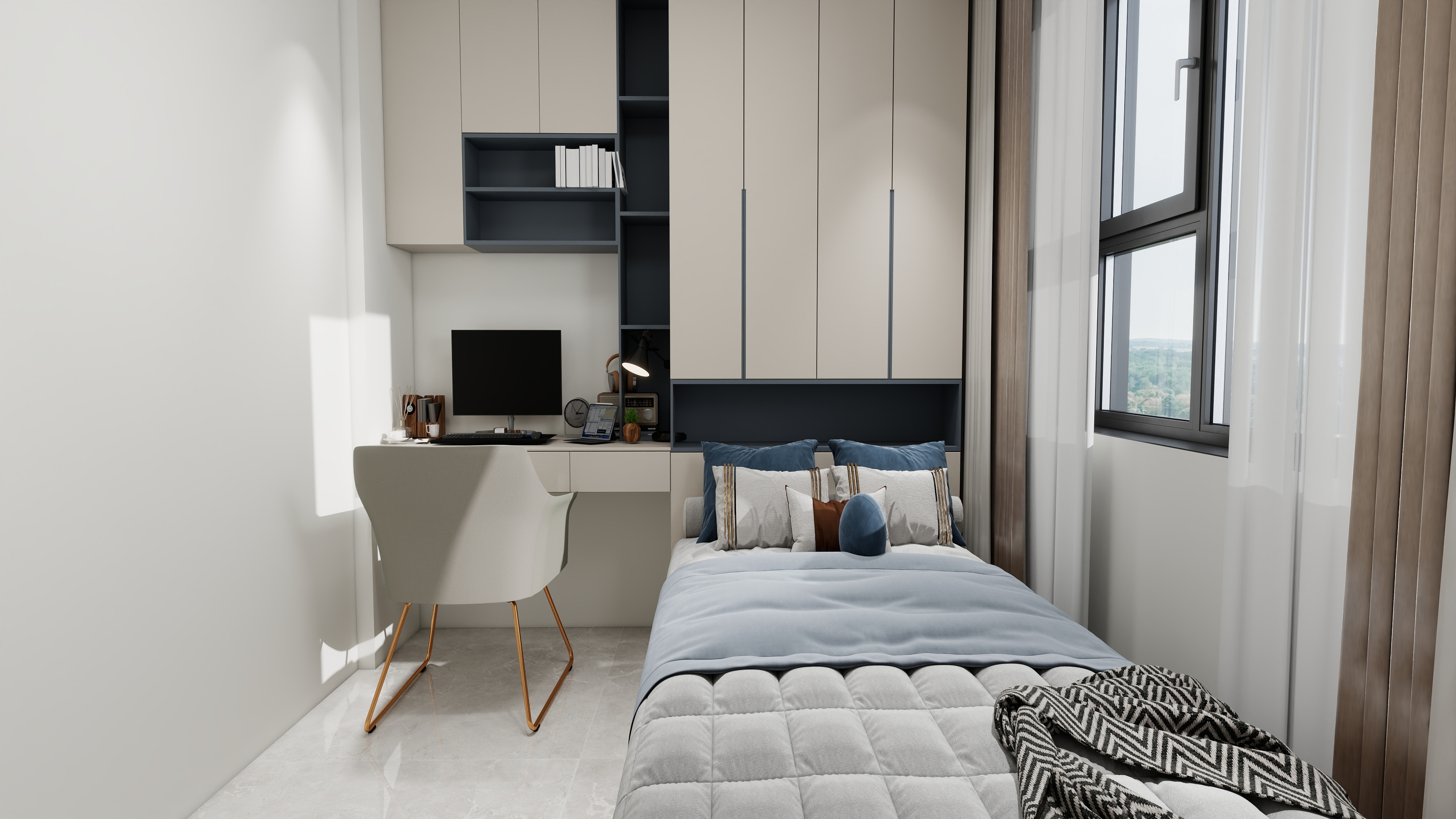 1372*OKbJ-广州华商职业学院 - 邵天杰一层次卧装修效果图第2张